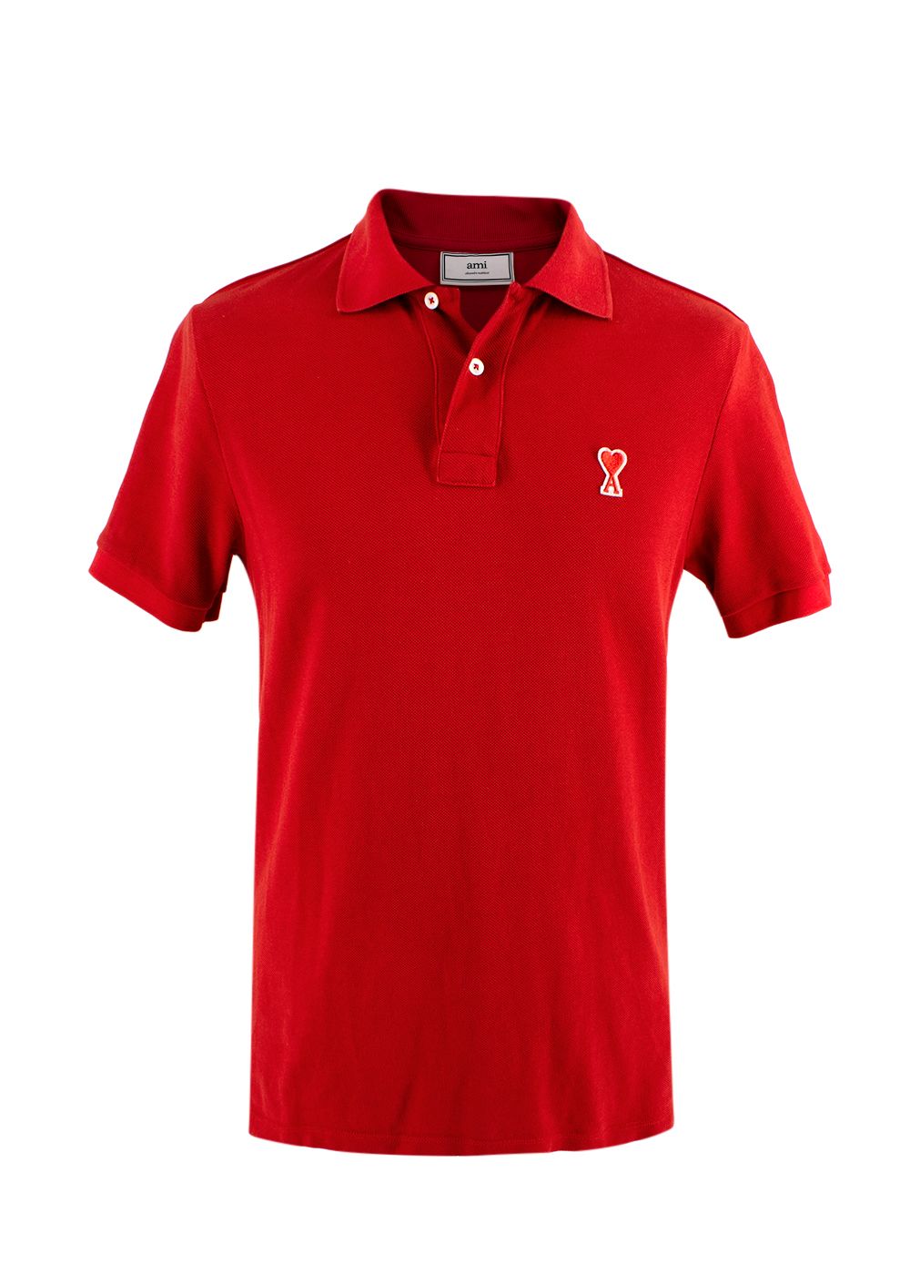 Men's Ami Red Cotton Ami De Coeur Polo Shirt Size XS