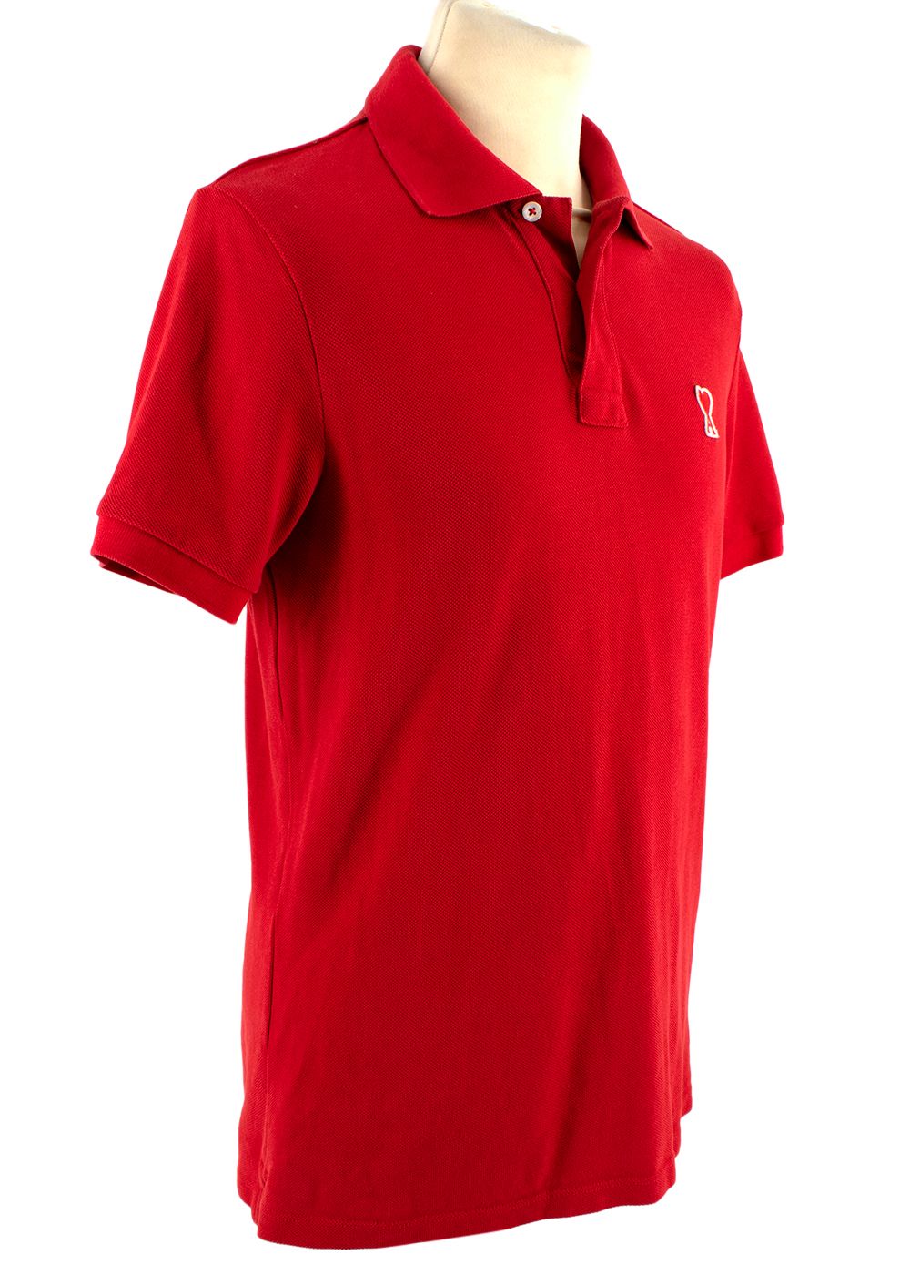 Men's Ami Red Cotton Ami De Coeur Polo Shirt Size XS