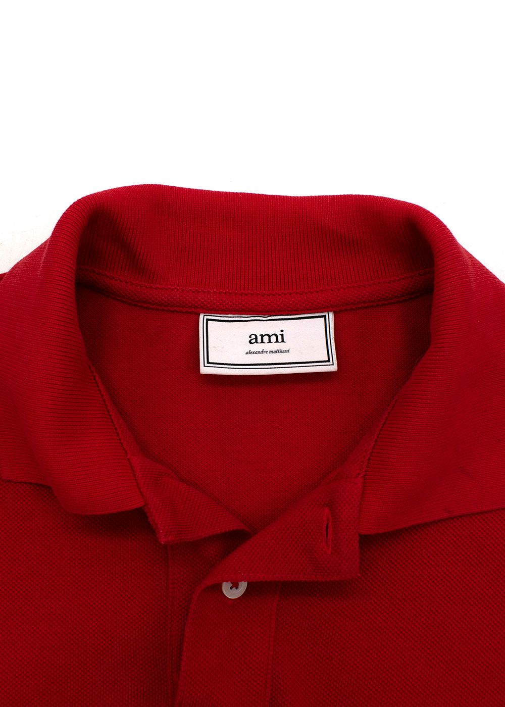 Men's Ami Red Cotton Ami De Coeur Polo Shirt Size XS