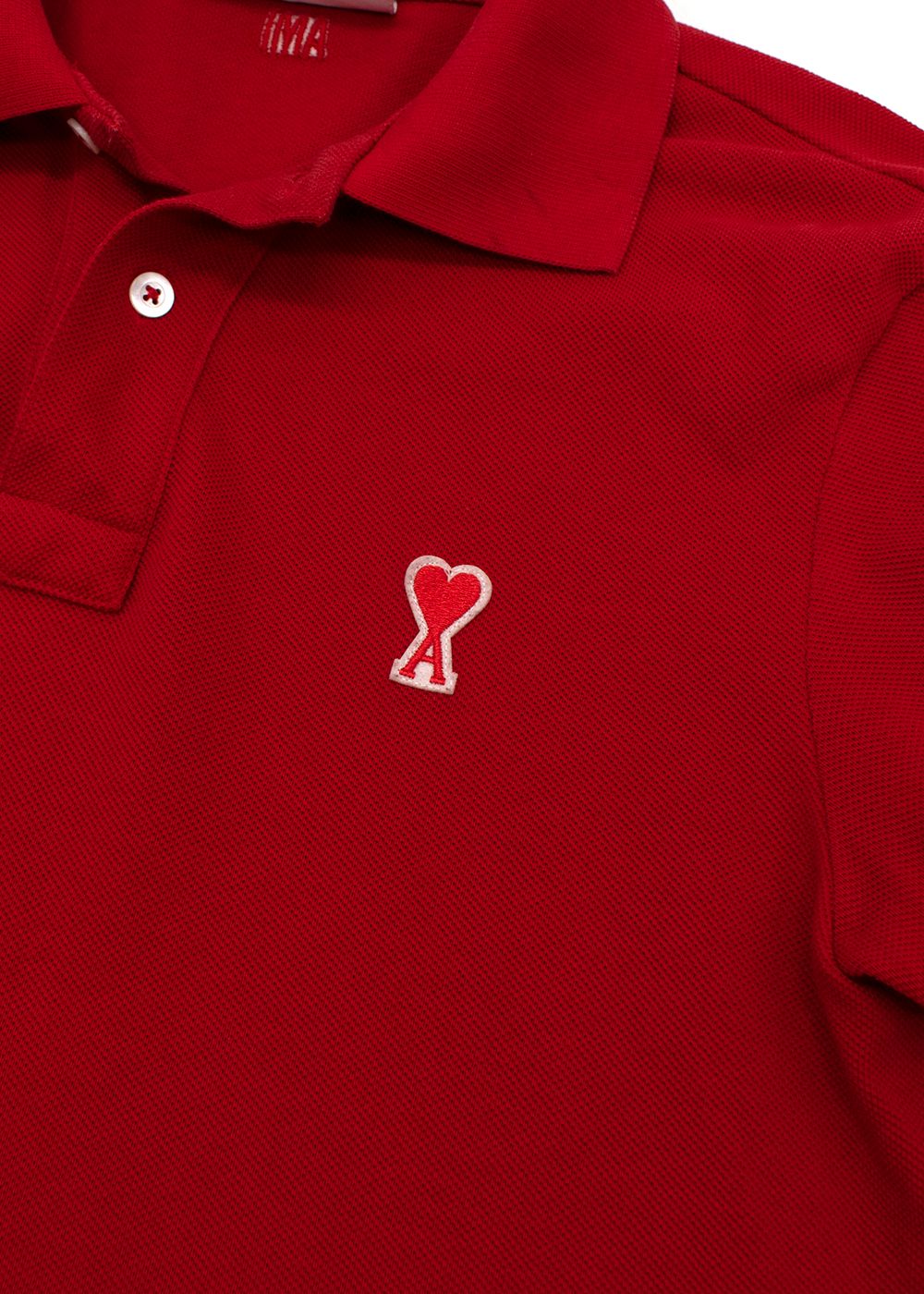 Men's Ami Red Cotton Ami De Coeur Polo Shirt Size XS