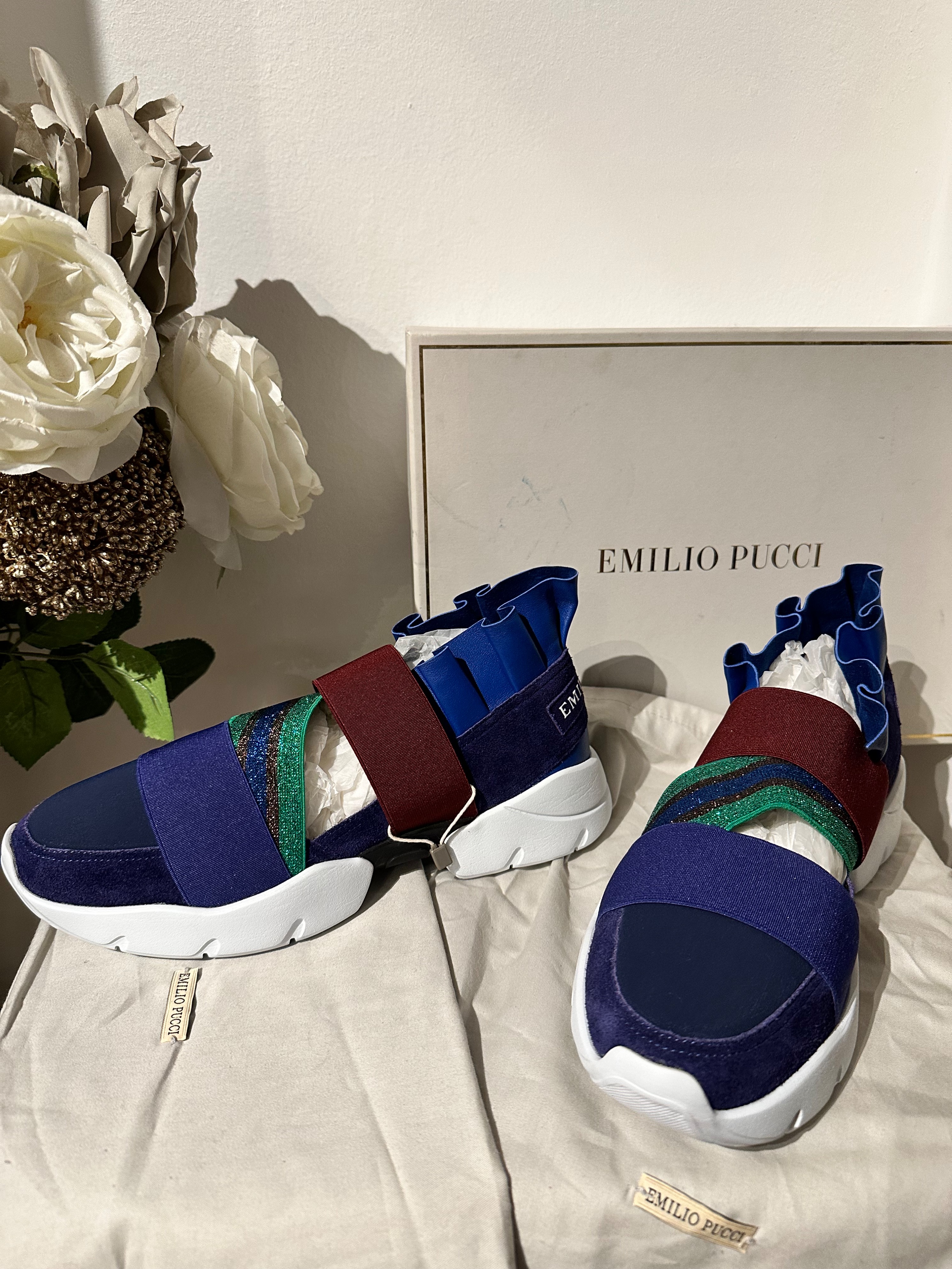 Emilio Pucci Multicoloured City Up Trainers Size 39 Multi Coloured leather/suede