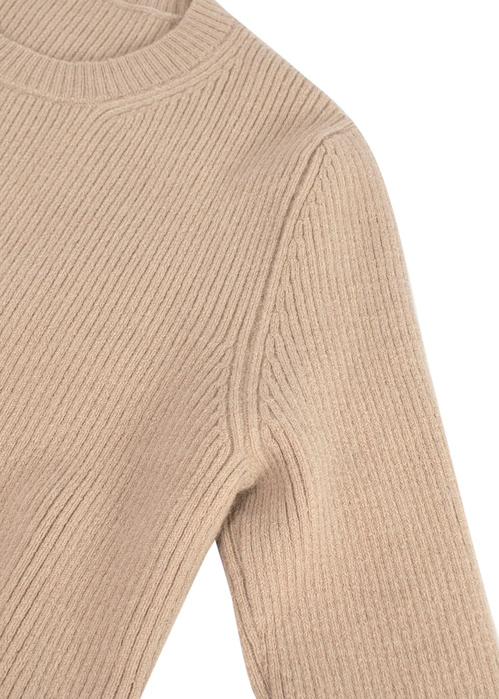 Lauren Manooigan Beige Ribbed Merino Wool-blend Jumper Size S wool