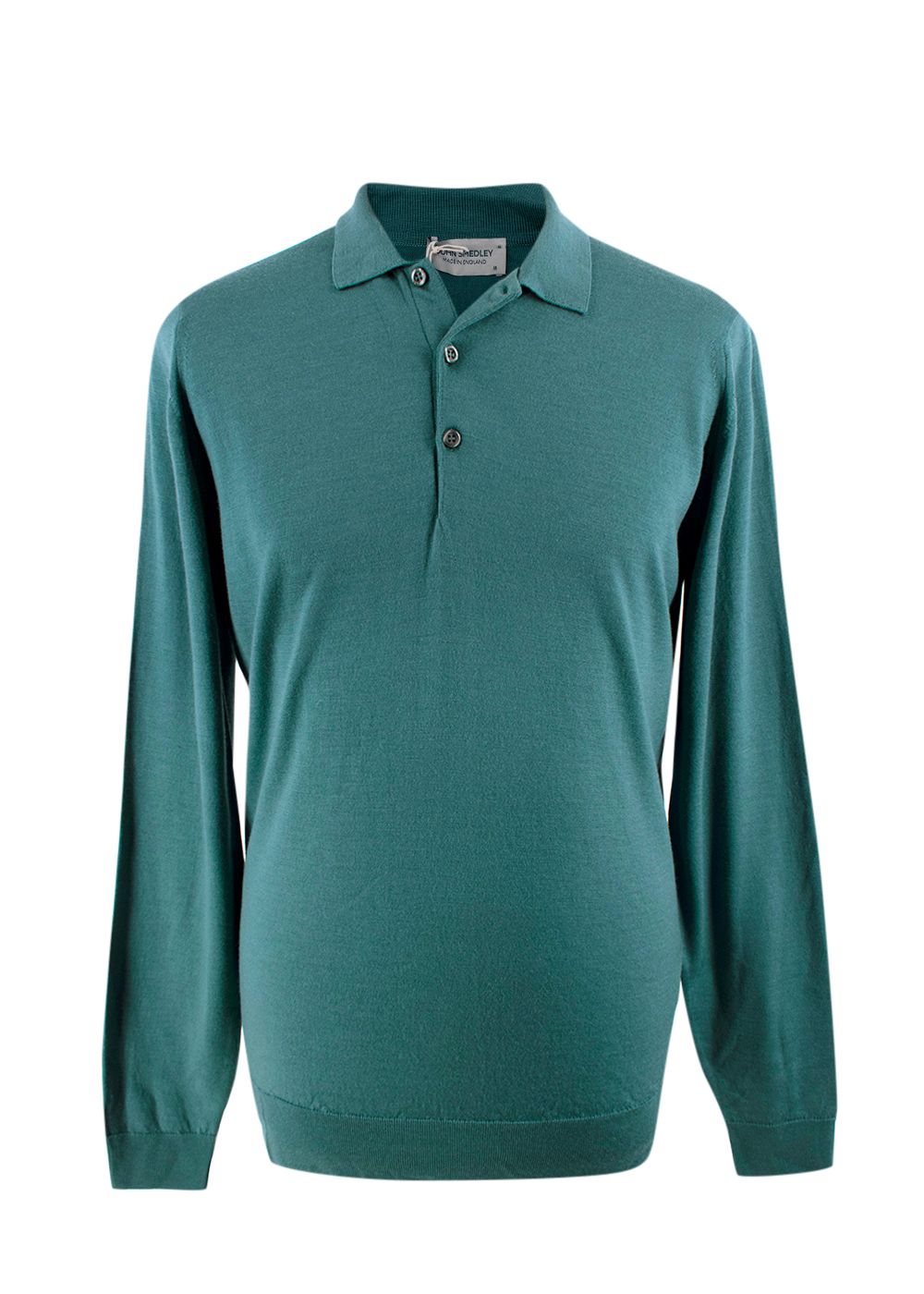 Men's John Smedley Teal Woollen Belper Polo Shirt Size S wool