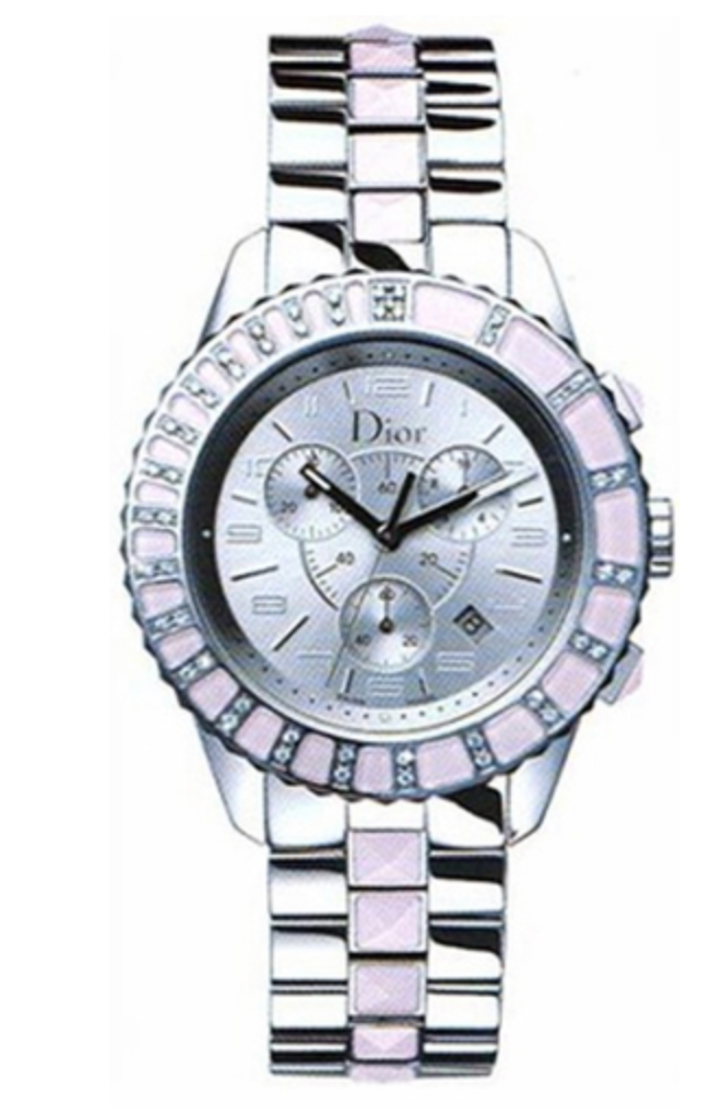 Preowned Dior Diamond Set Christal Choro 38mm Watch silver/pink steel/diamonds