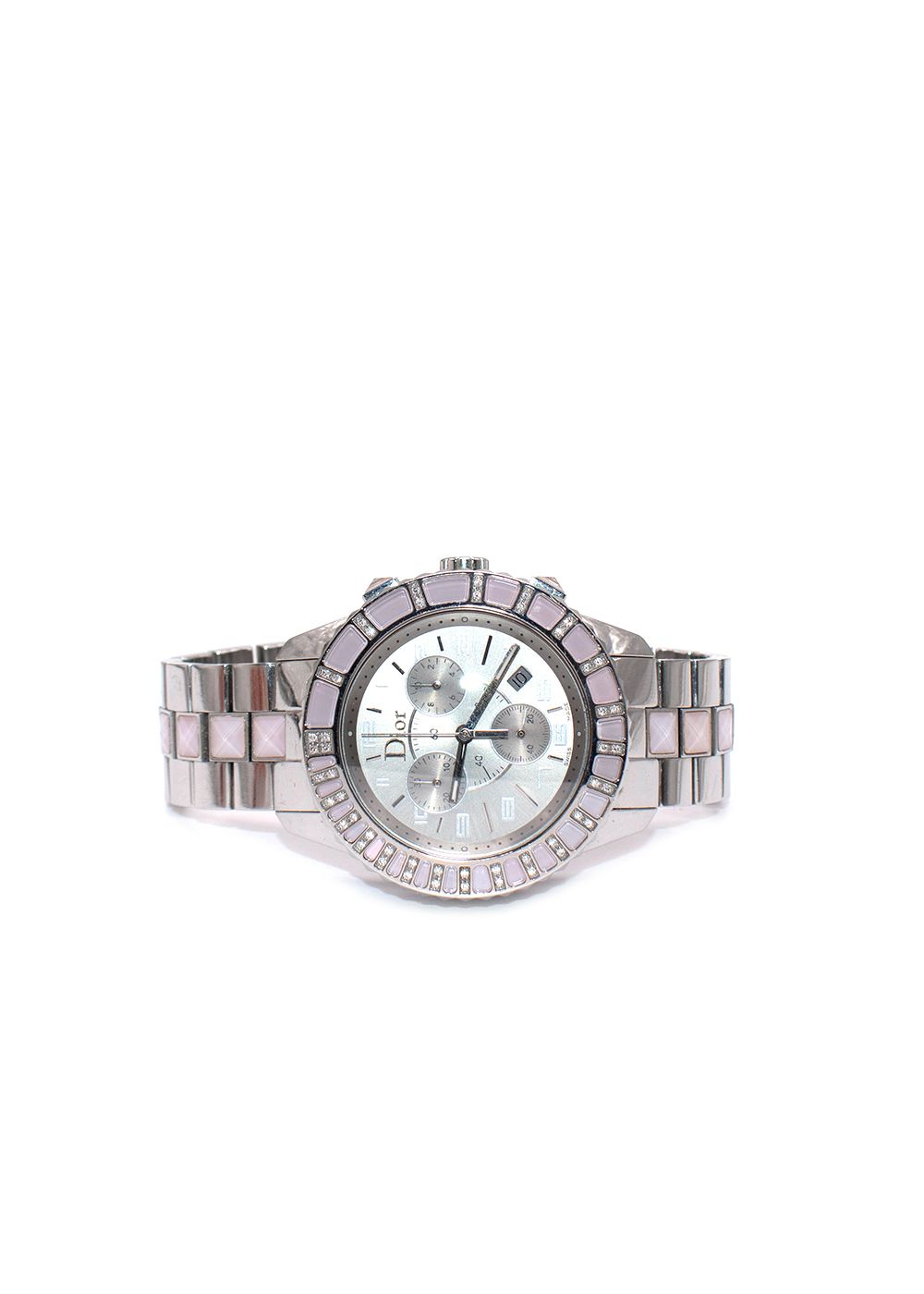 Preowned Dior Diamond Set Christal Choro 38mm Watch silver/pink steel/diamonds