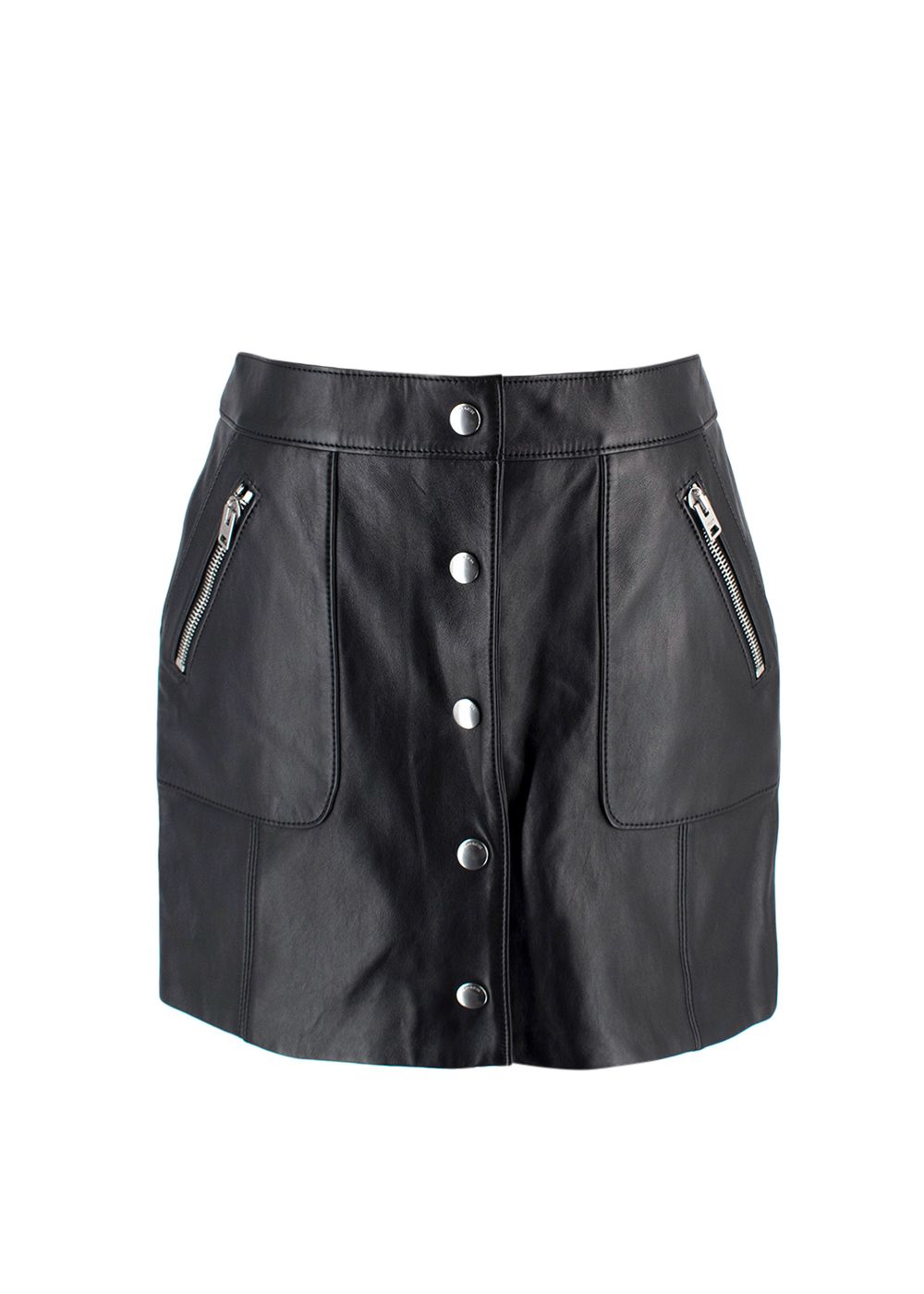 Coach Black Leather Mini Skirt Size XXS