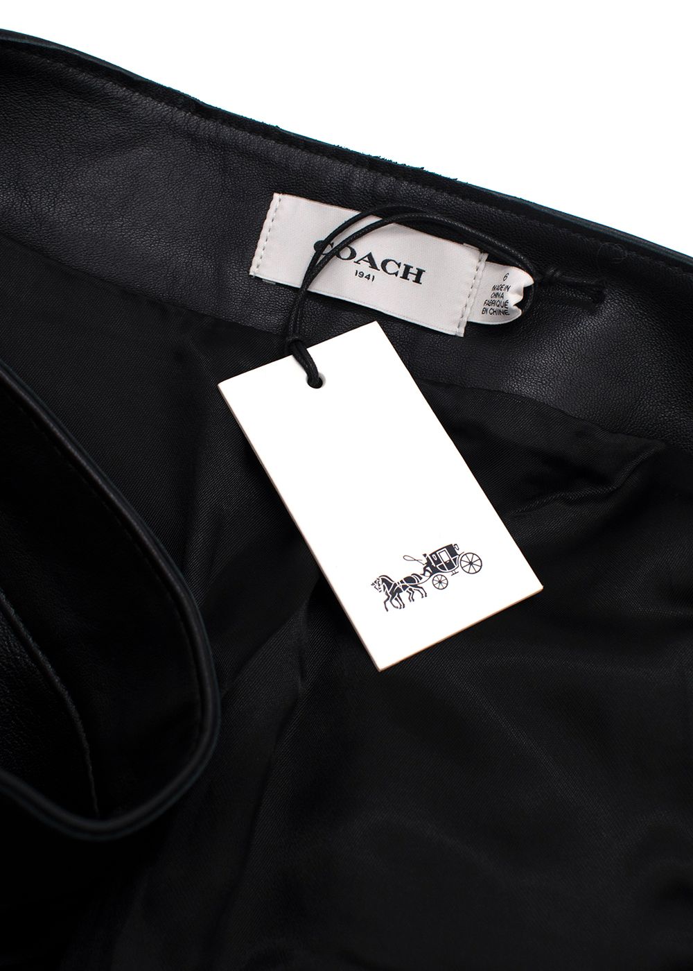 Coach Black Leather Mini Skirt Size XXS