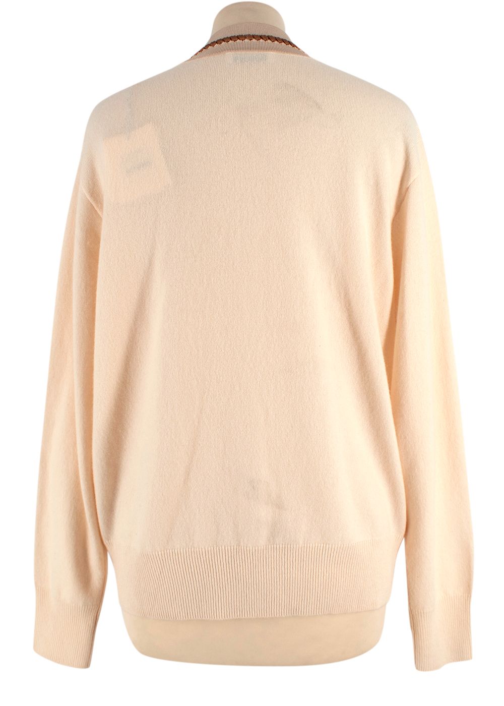 Sandro Bridget Embroidered Neck Wool-blend Sweatshirt Size S Cream wool