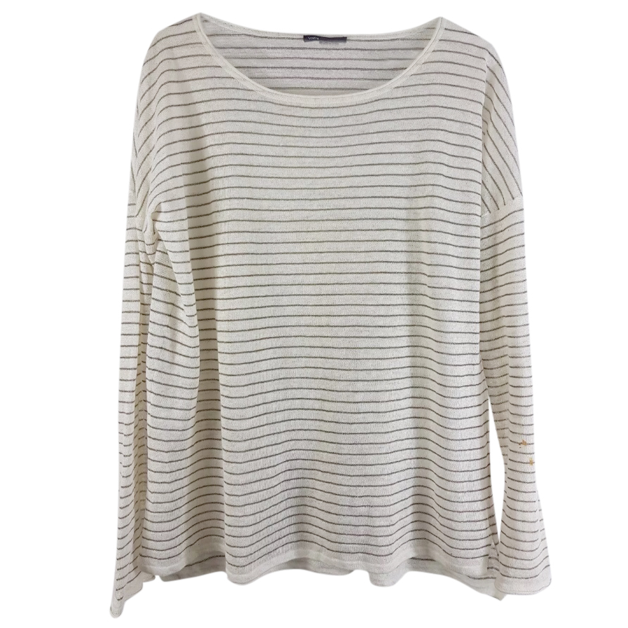 Preowned Vince boatneck striped top Size L White linen