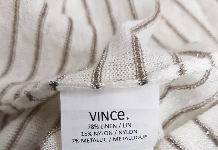 Preowned Vince boatneck striped top Size L White linen