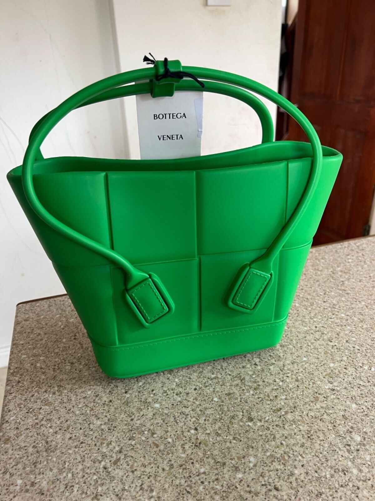 Bottega Veneta Green Mini Rubber Arco Tote Bag