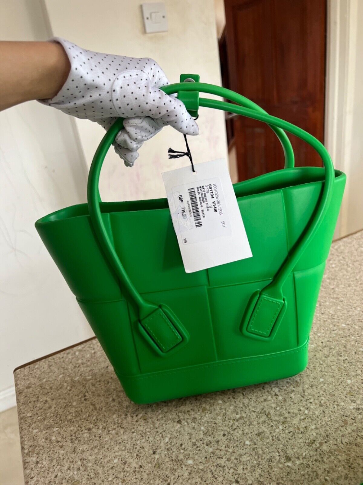 Bottega Veneta Green Mini Rubber Arco Tote Bag