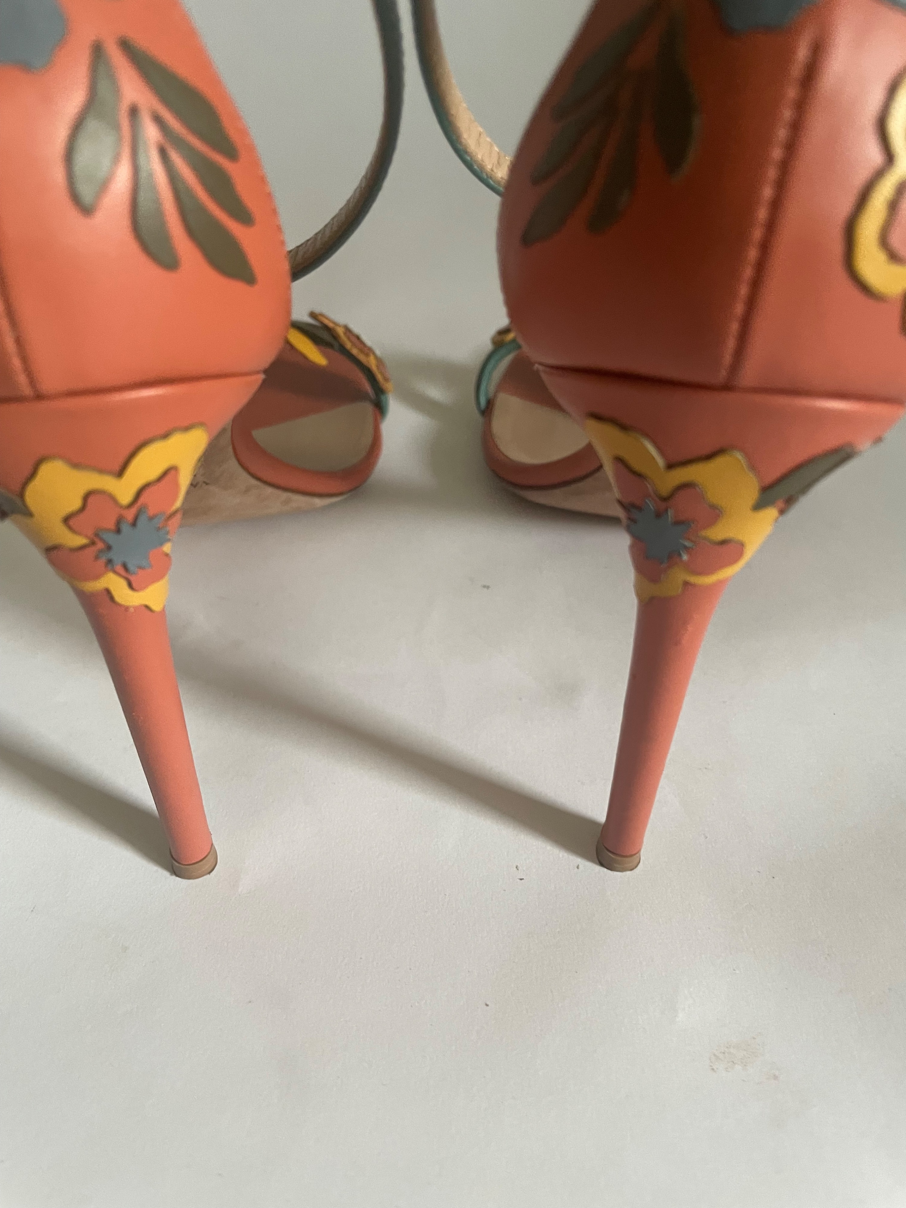 Valentino Floral Embellished Leather Sandals Size 39