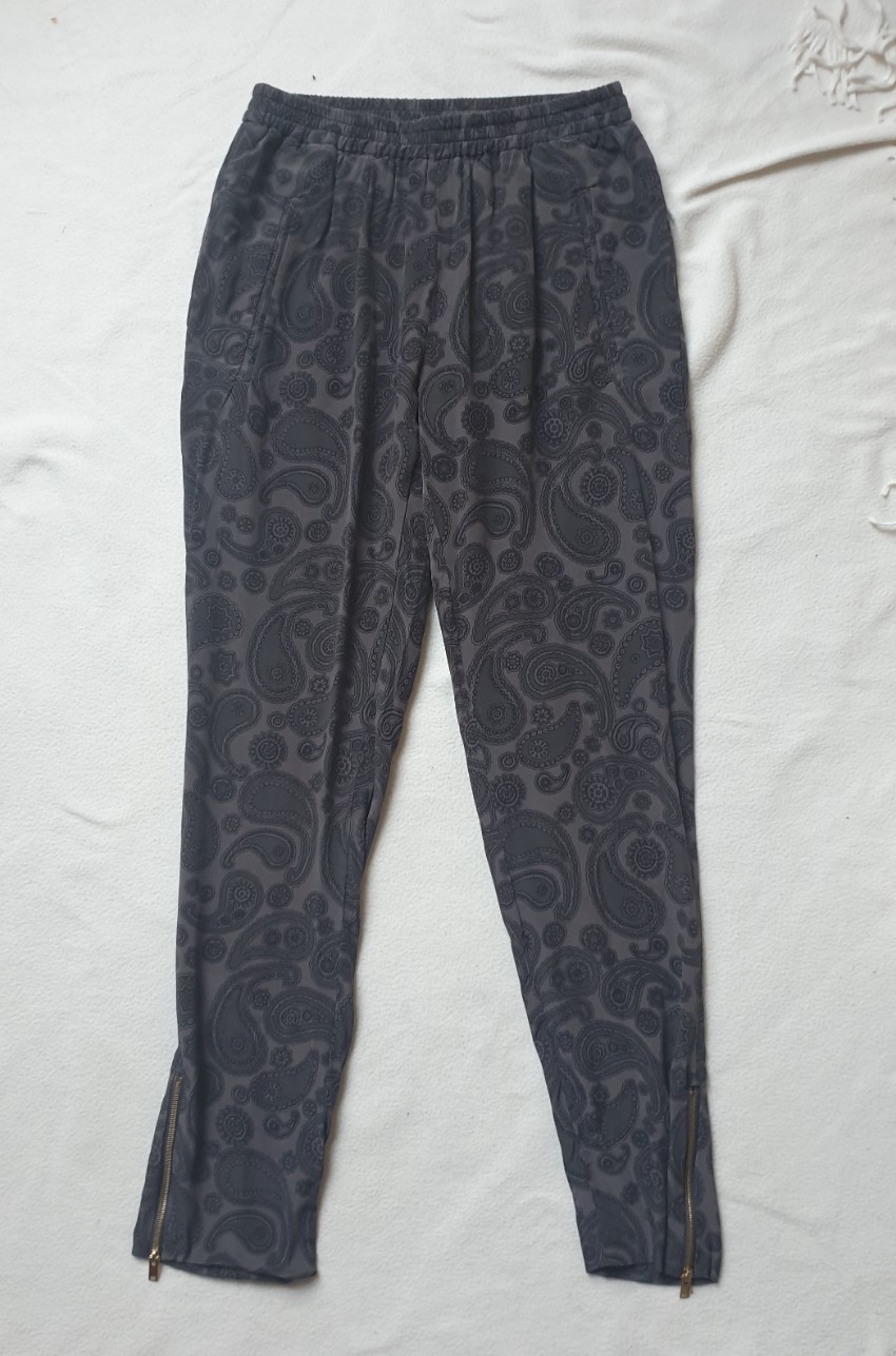 Preowned Stella McCartney Paisley Print Grey Joggers Size XXS silk