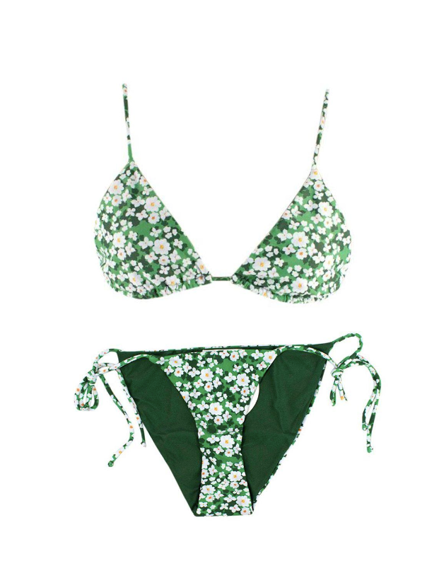 Borgo De Nor x Talia Collins Green Floral Pallas Bikini Size XXS green white material/recycled polyamide/elastane