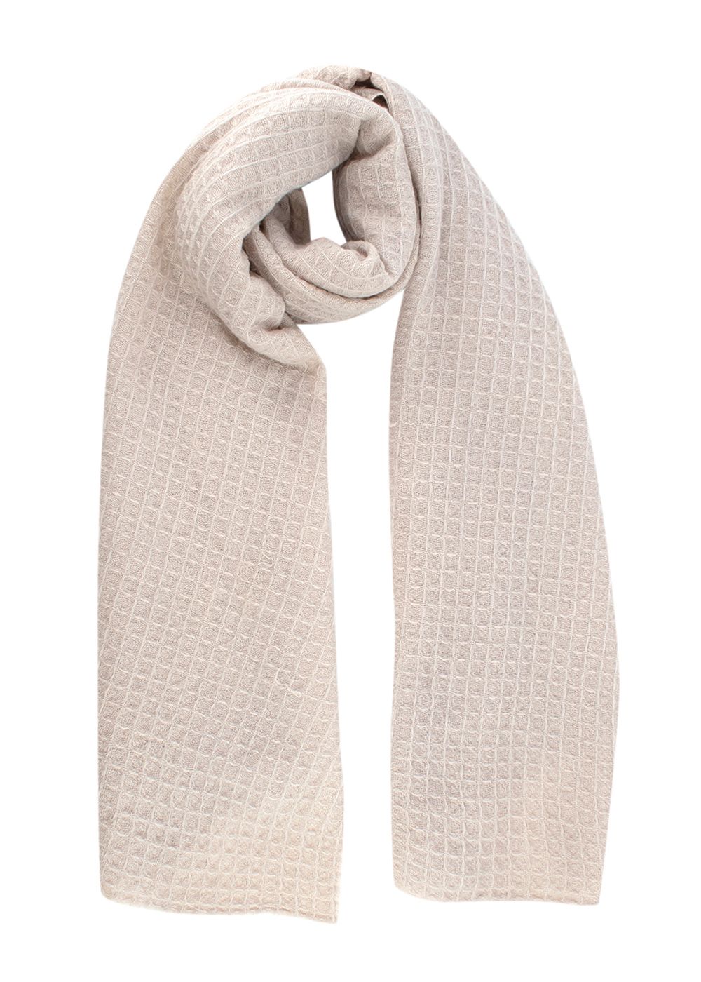 Preowned Bajra Beige Waffle Knit Cashmere Scarf