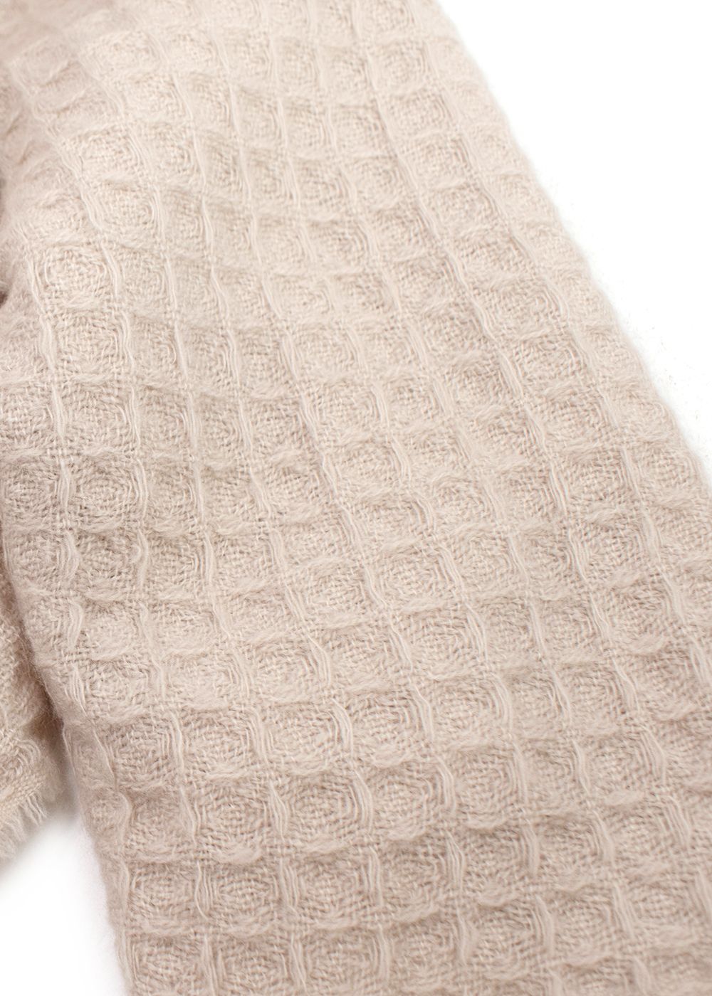 Preowned Bajra Beige Waffle Knit Cashmere Scarf