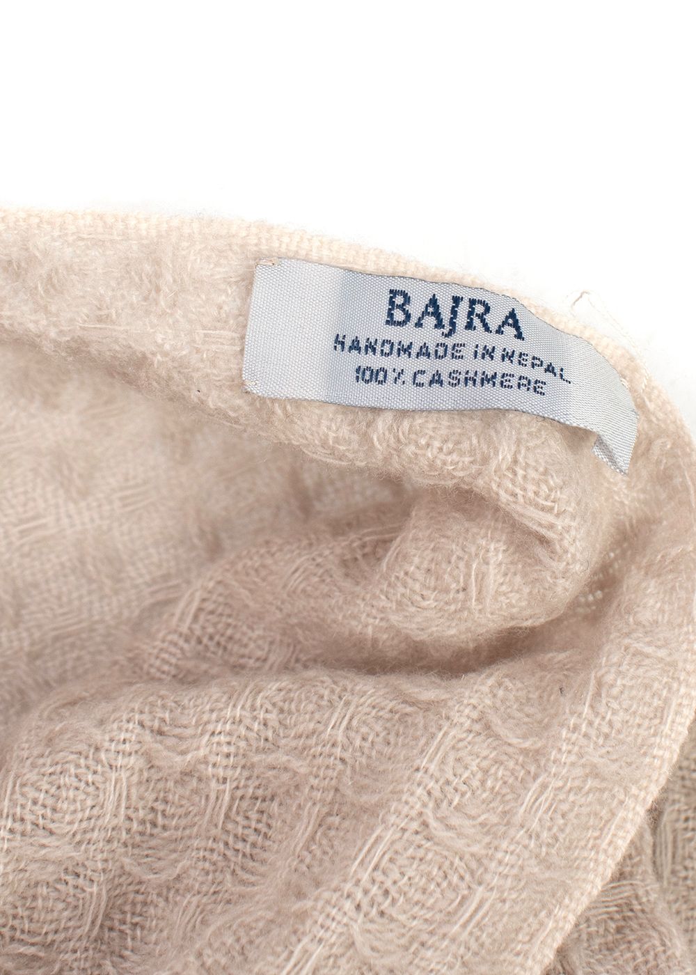 Preowned Bajra Beige Waffle Knit Cashmere Scarf