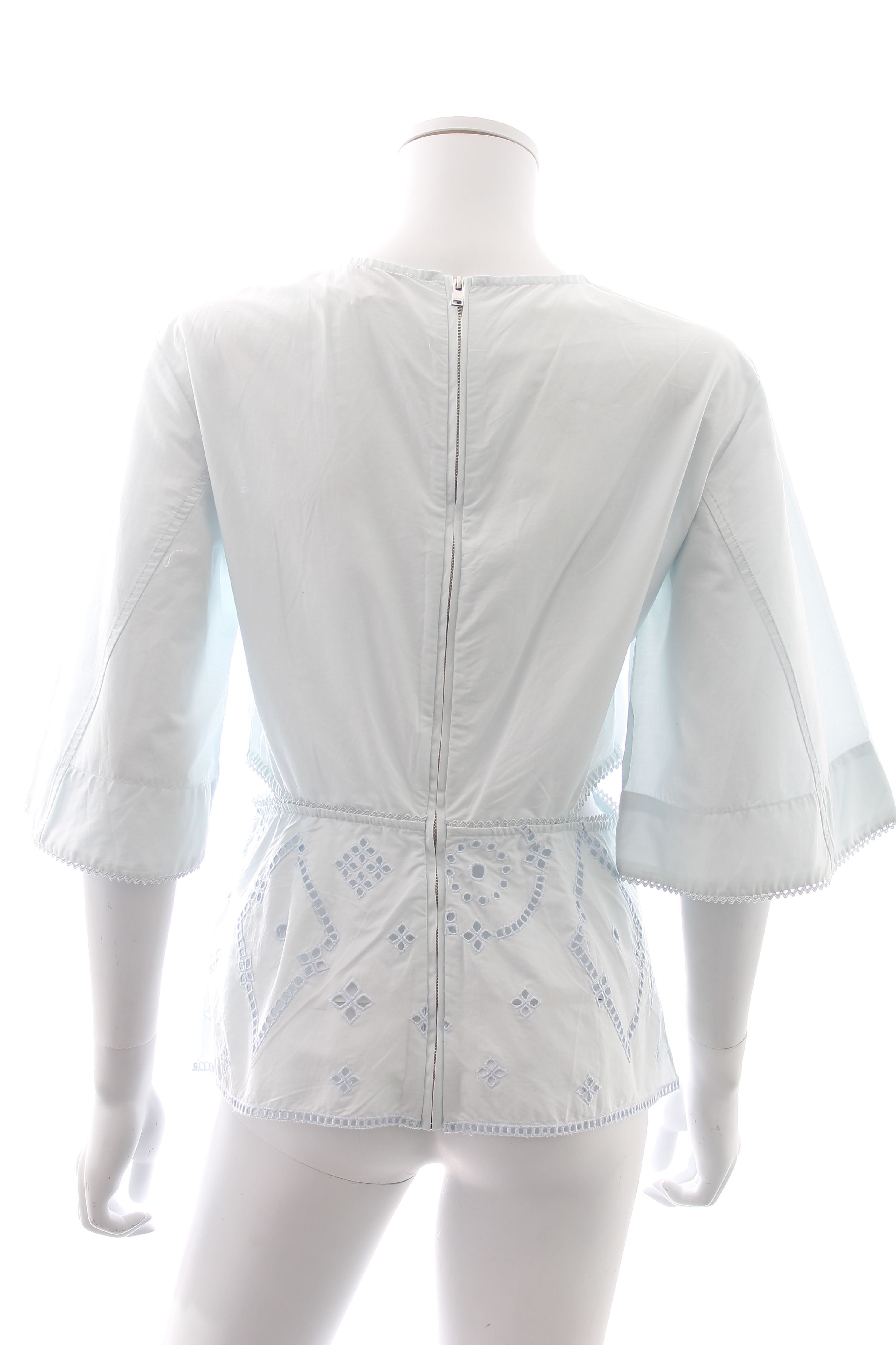 Preowned Ganni Broderie Anglaise Cotton Blouse Size M Blue