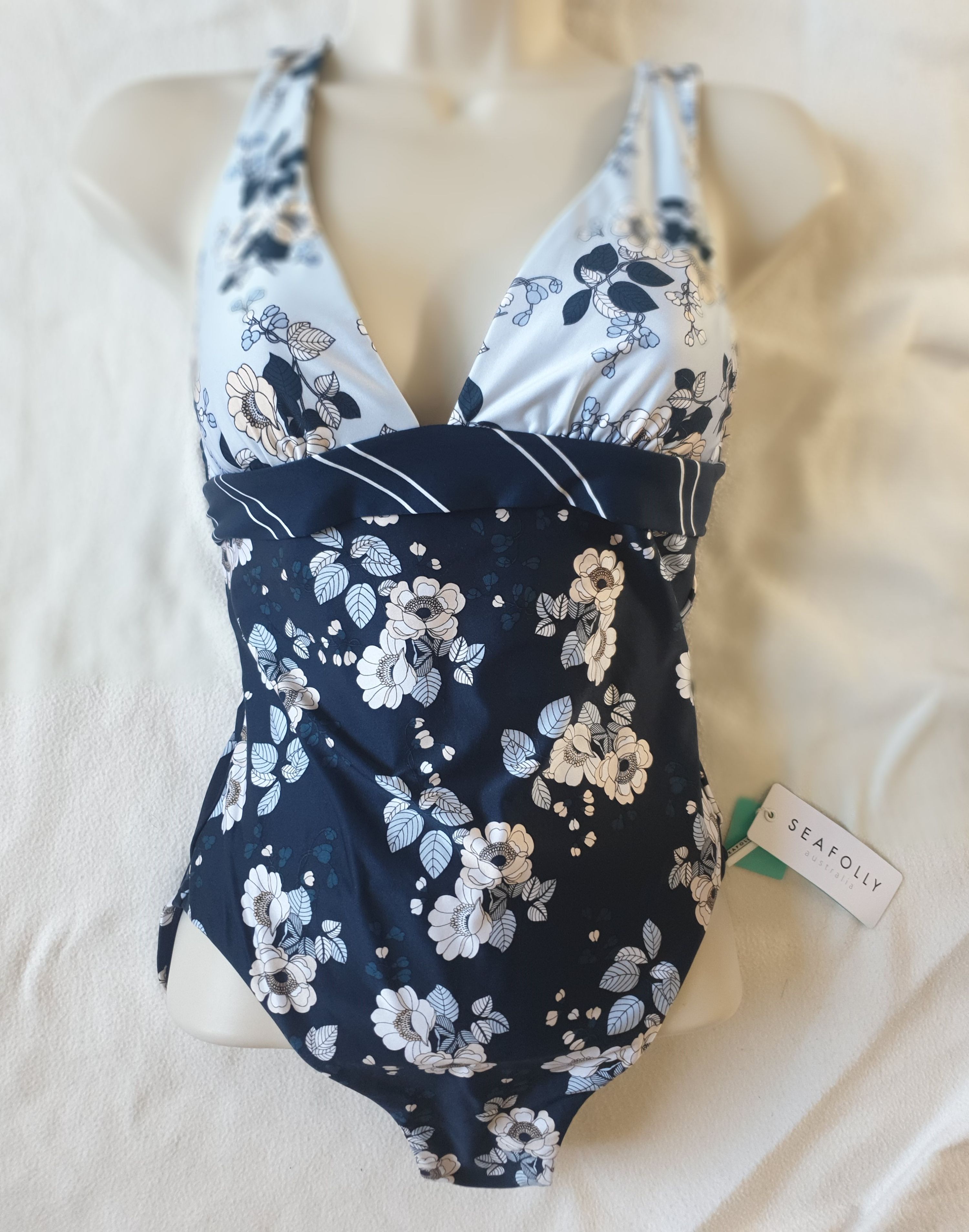 Seafolly Splendour Maillot Swimsuit Size S Blue polyamide