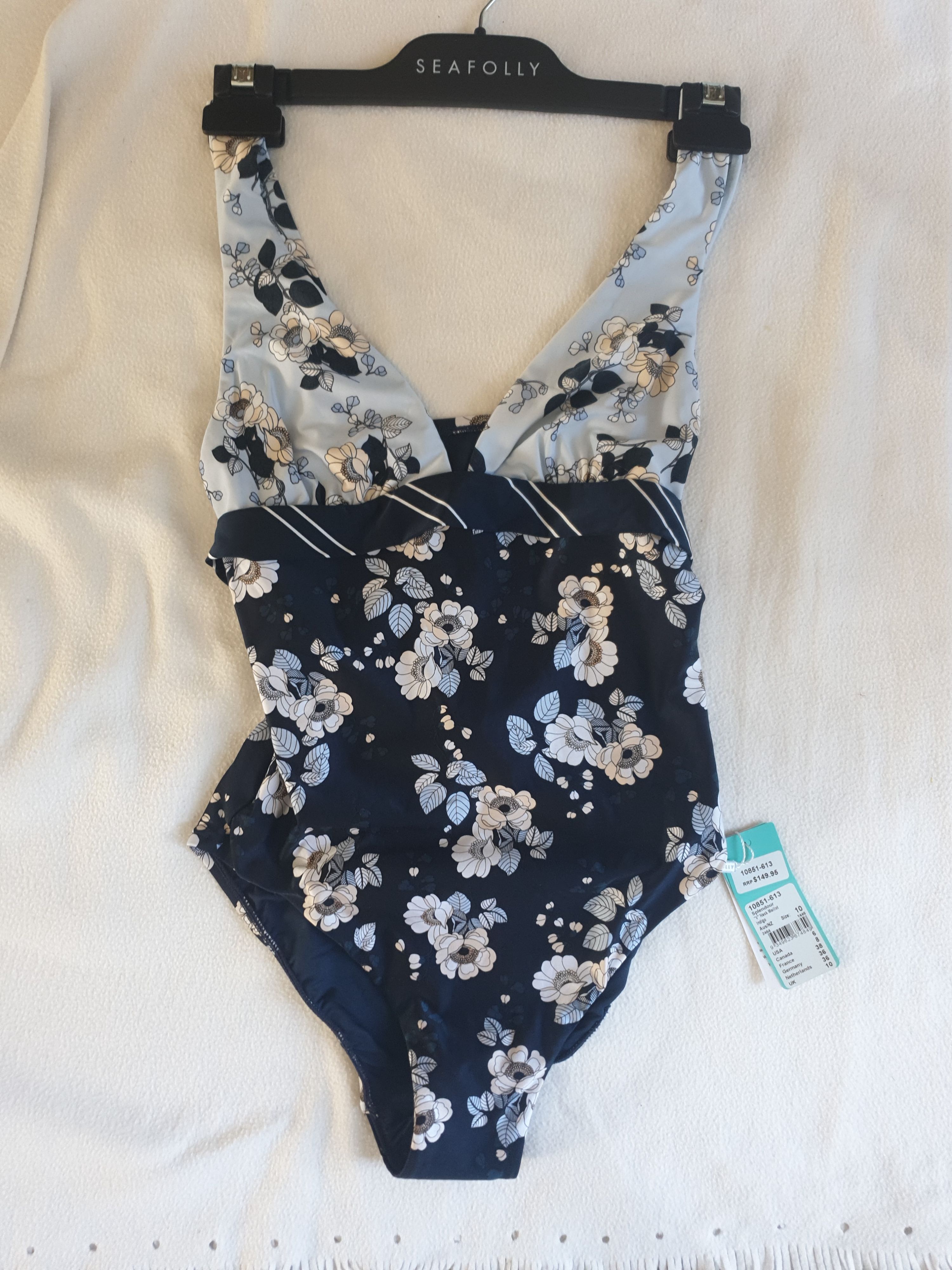 Seafolly Splendour Maillot Swimsuit Size S Blue polyamide