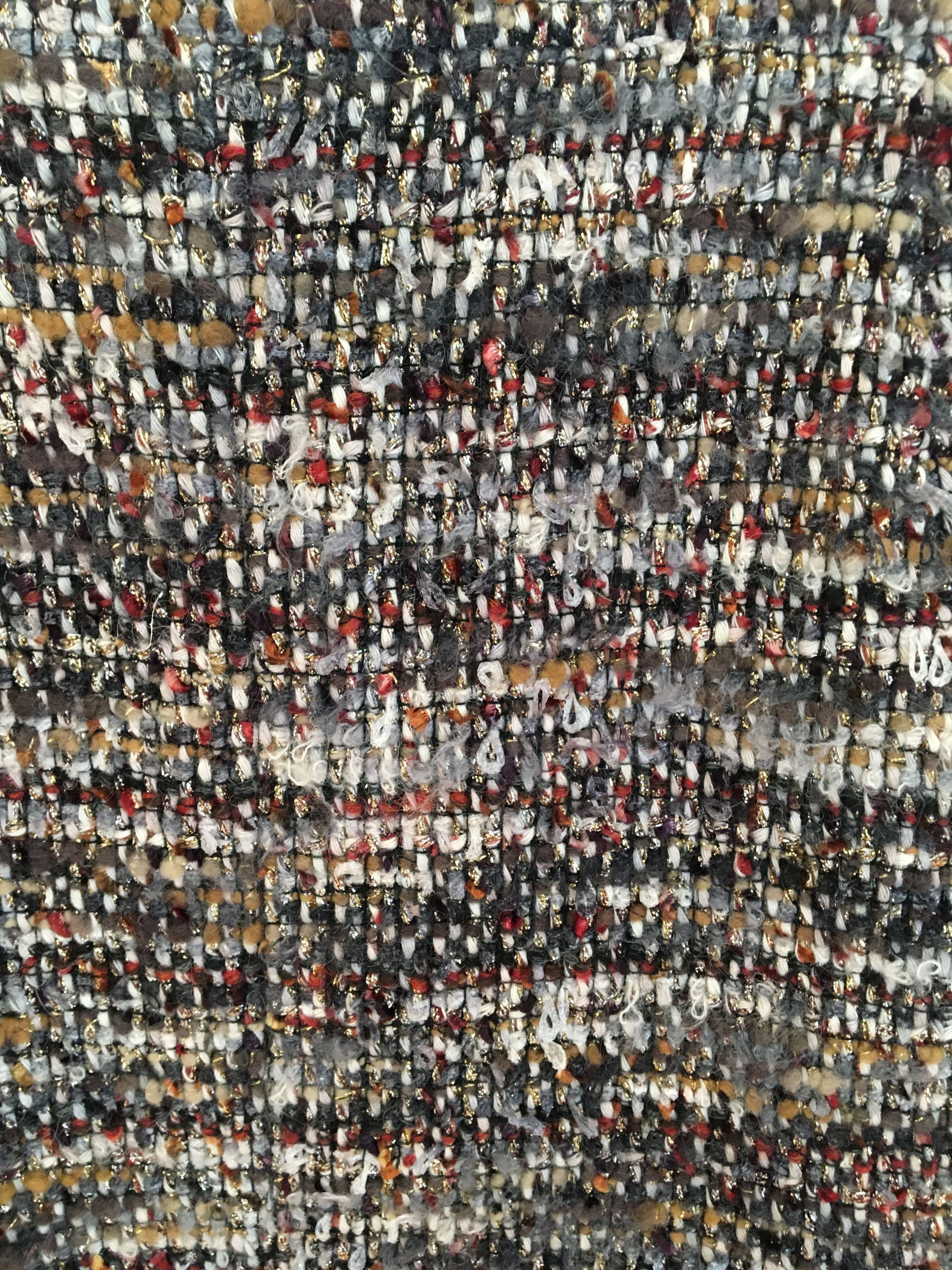 Preowned Chanel Brown Tweed Midi Skirt Size S mixed-brown, red, grey, white, orange mixed