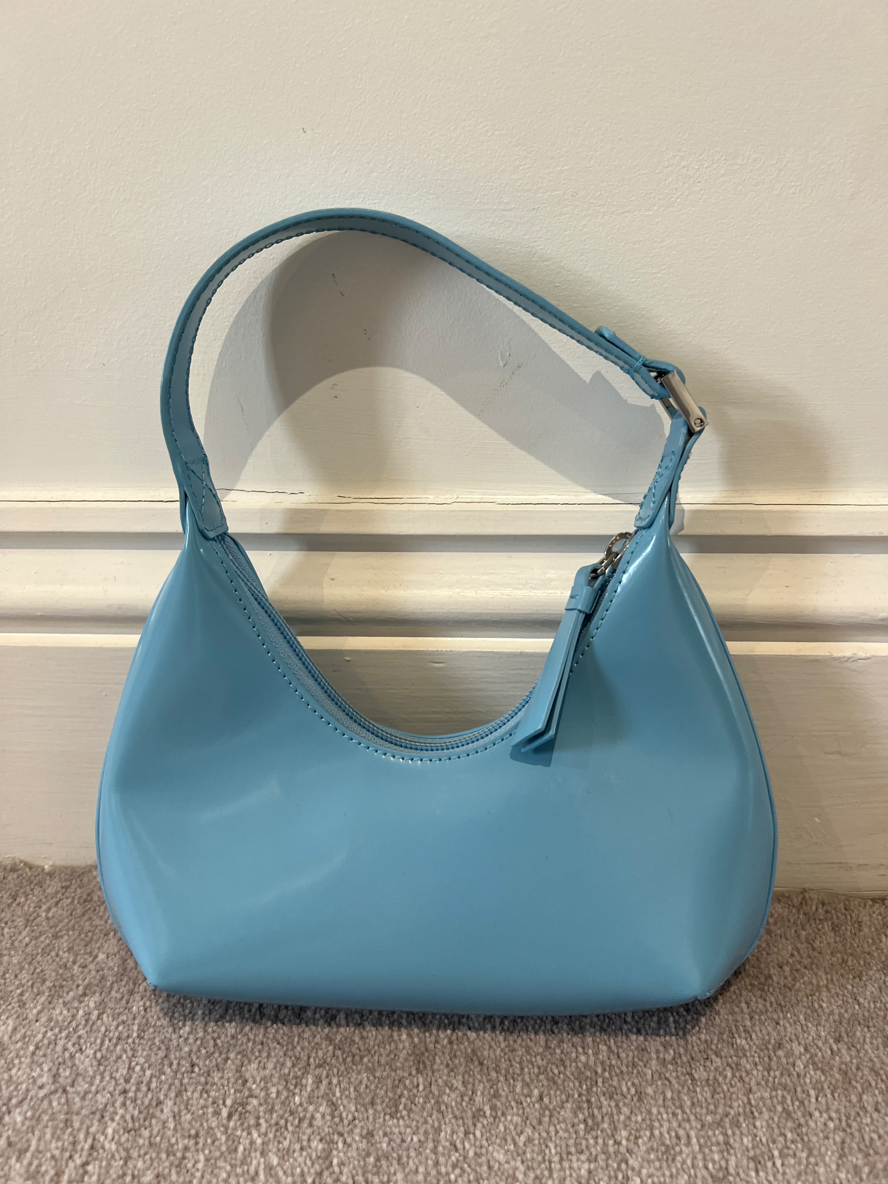 Preowned ByFar Blue Baby Amber Shoulder Bag Baby Blue leather