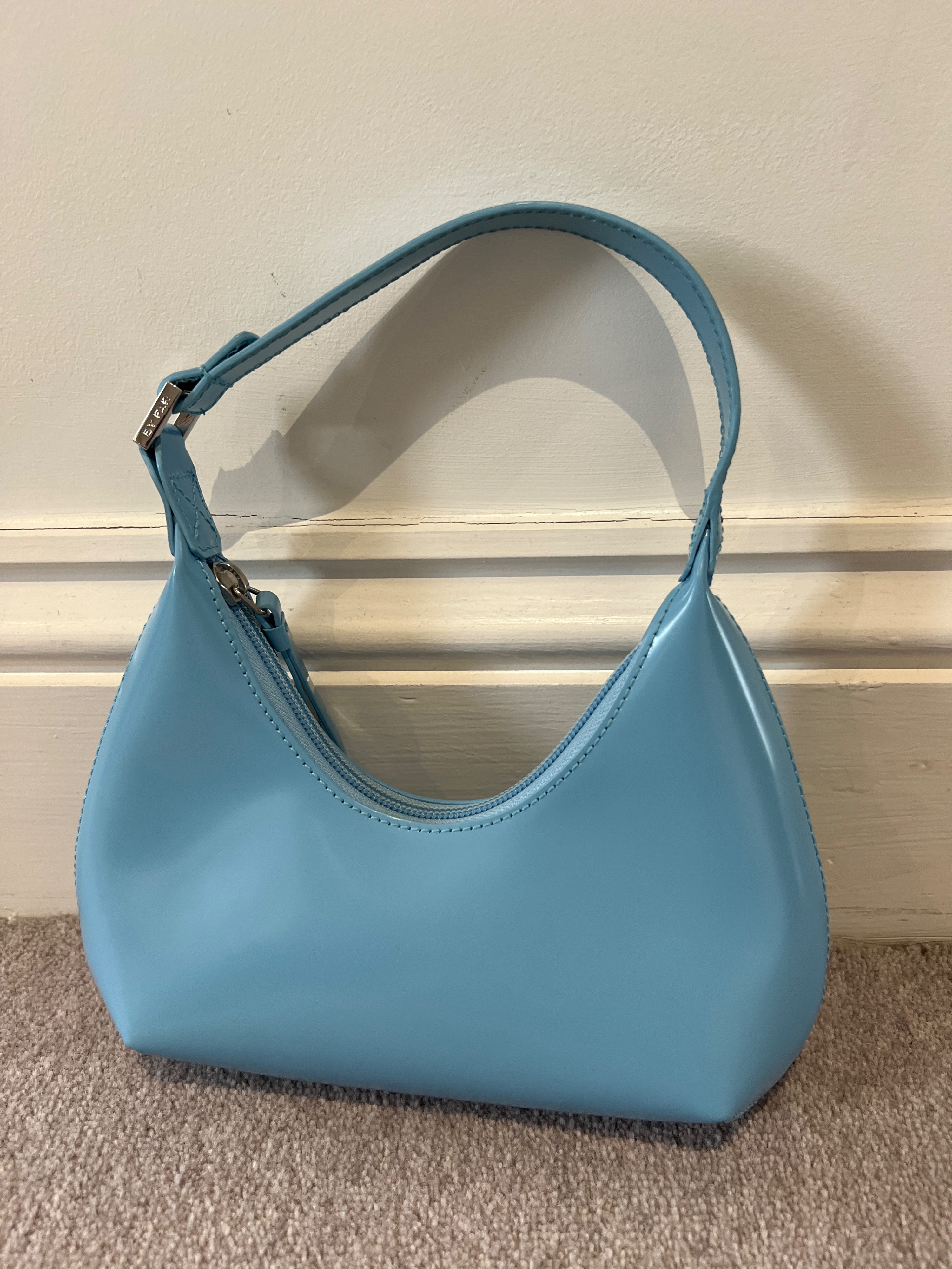 Preowned ByFar Blue Baby Amber Shoulder Bag Baby Blue leather