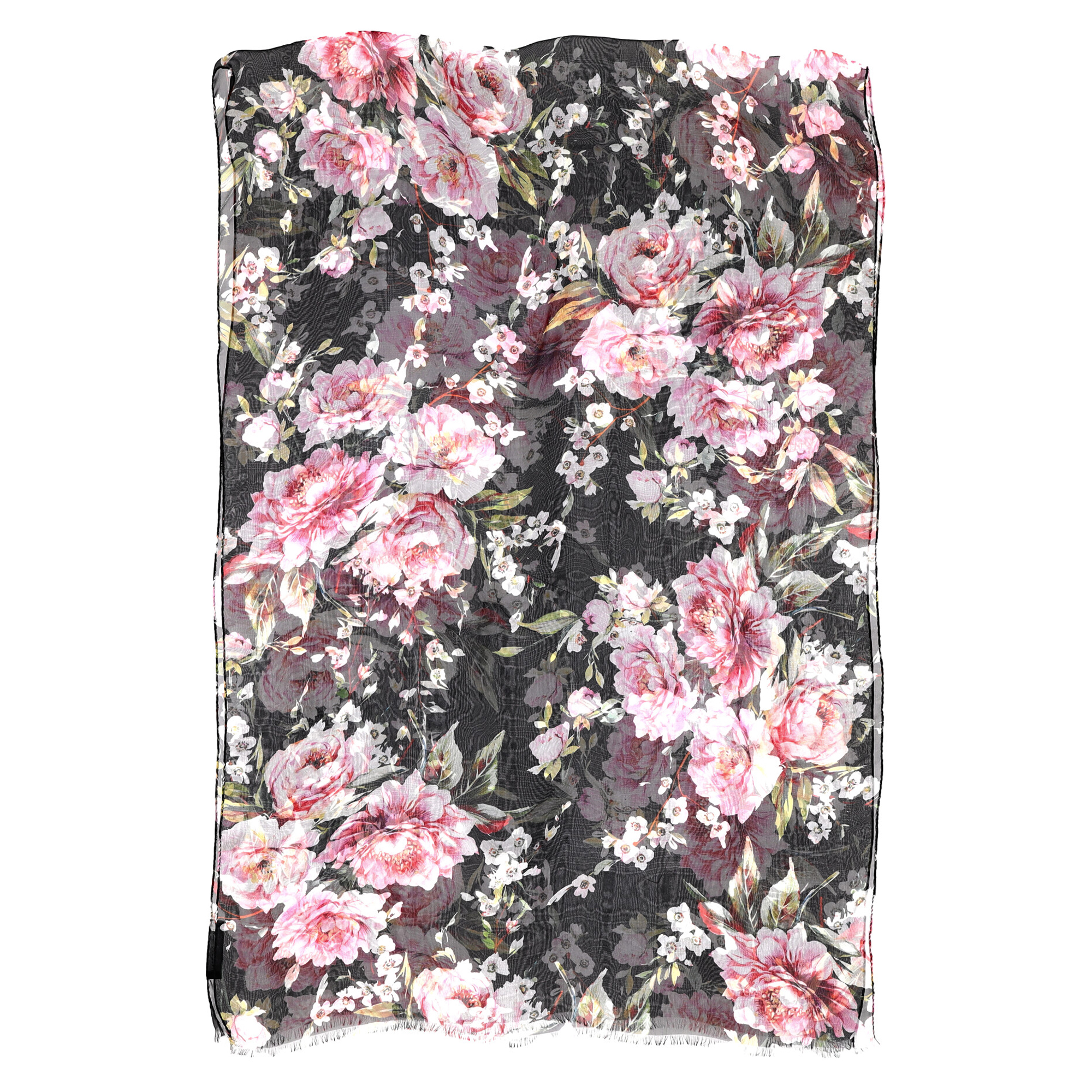 Preowned Dolce  Gabbana Black and Pink Floral Silk Scarf multicolor print