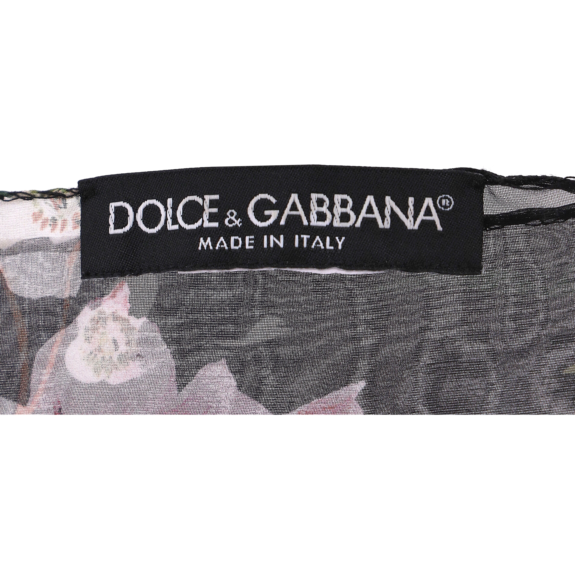 Preowned Dolce  Gabbana Black and Pink Floral Silk Scarf multicolor print