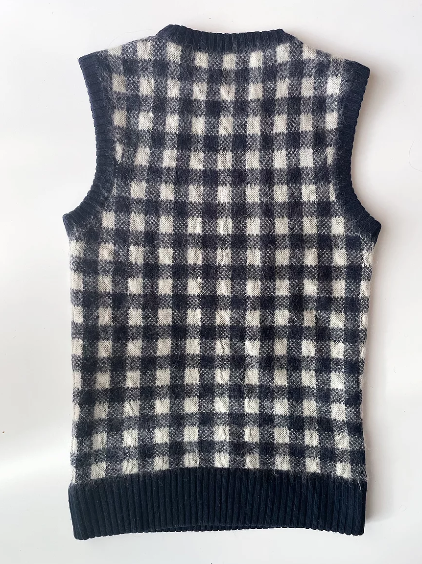 Preowned Joseph Check Mohair Blend Sweater Vest Size M Beige/Nude wool