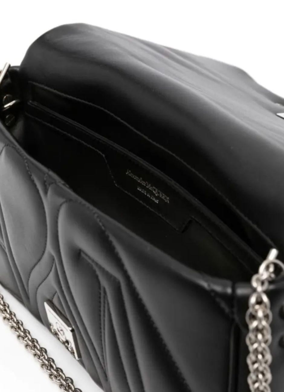 Alexander McQueen Black The Seal Shoulder Bag leather