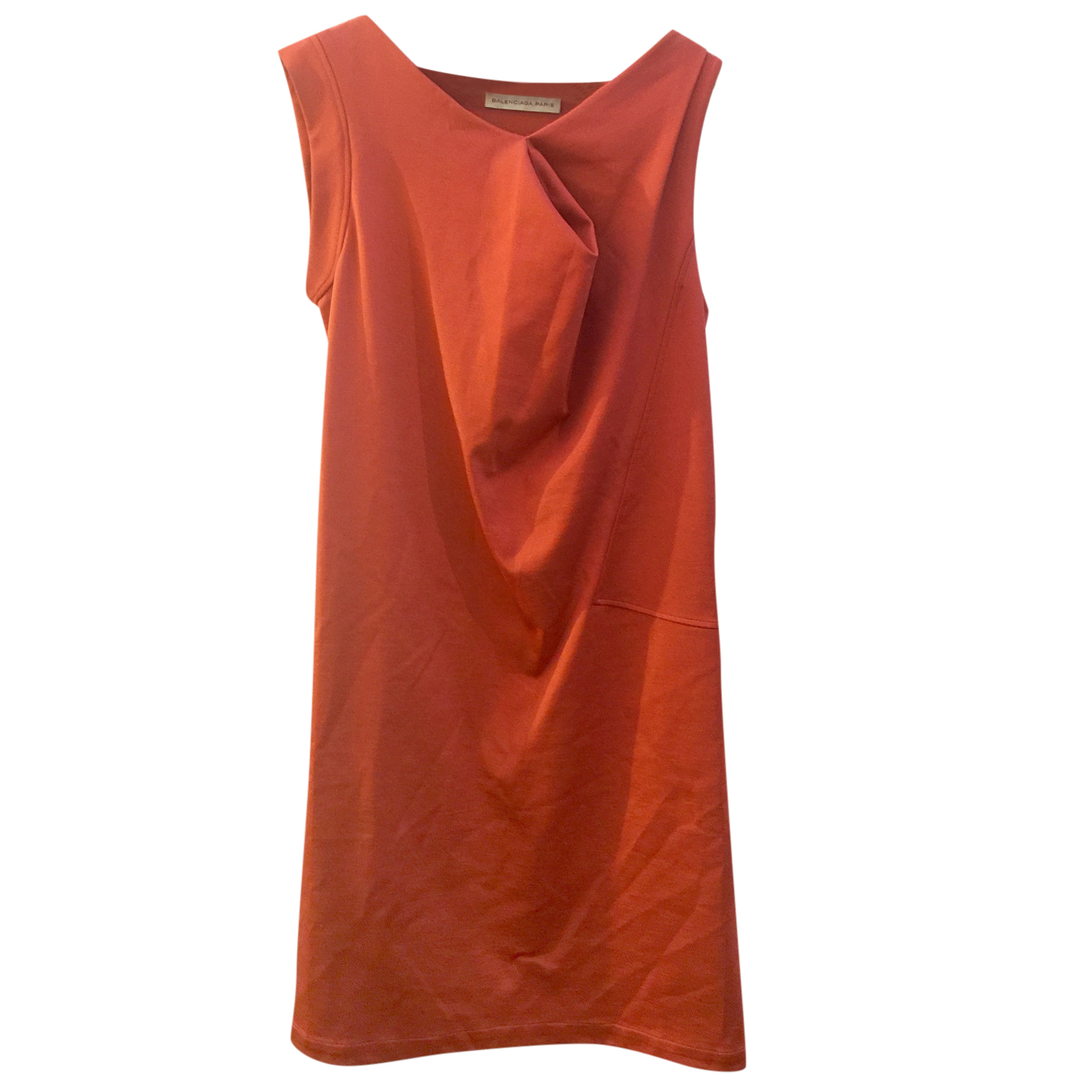 Preowned Balenciaga Stretch Crepe Asymmetric Dress Size S Orange viscose