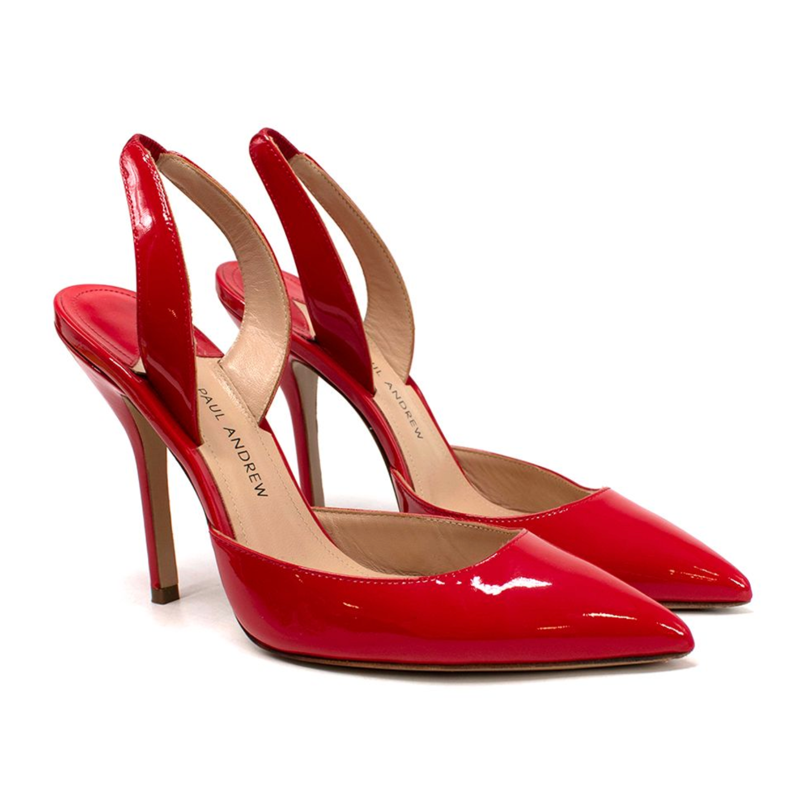 Preowned Paul Andrew Red Patent Slingback Pumps Size 36 leather