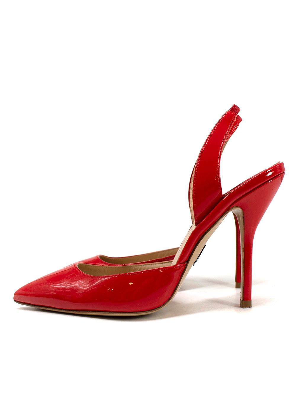 Preowned Paul Andrew Red Patent Slingback Pumps Size 36 leather