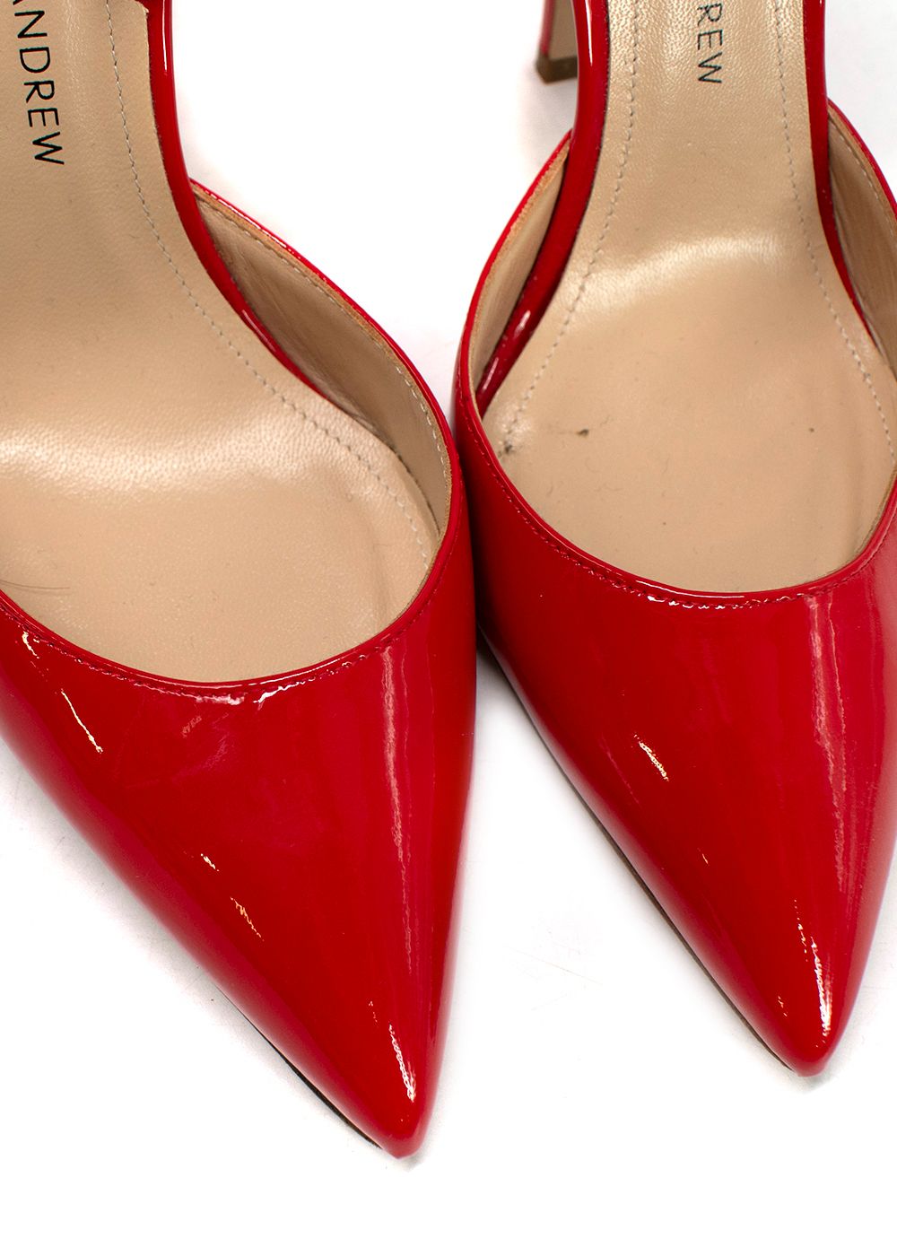 Preowned Paul Andrew Red Patent Slingback Pumps Size 36 leather