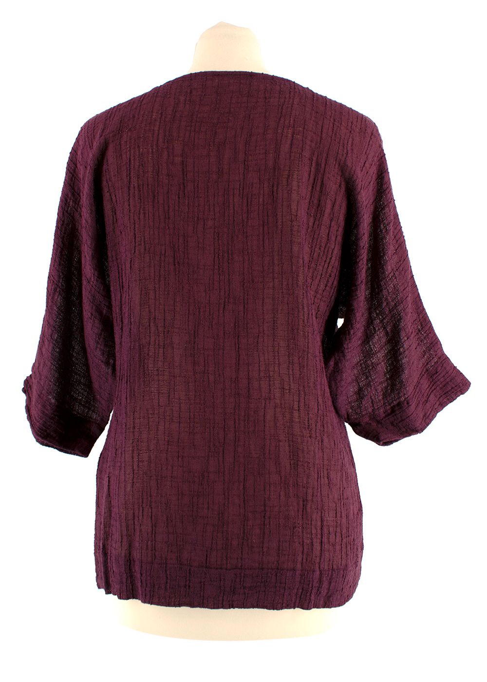 Masscob Burgundy Short Sleeve Sheer Blouse Size XS Burgundy/Purple cotton