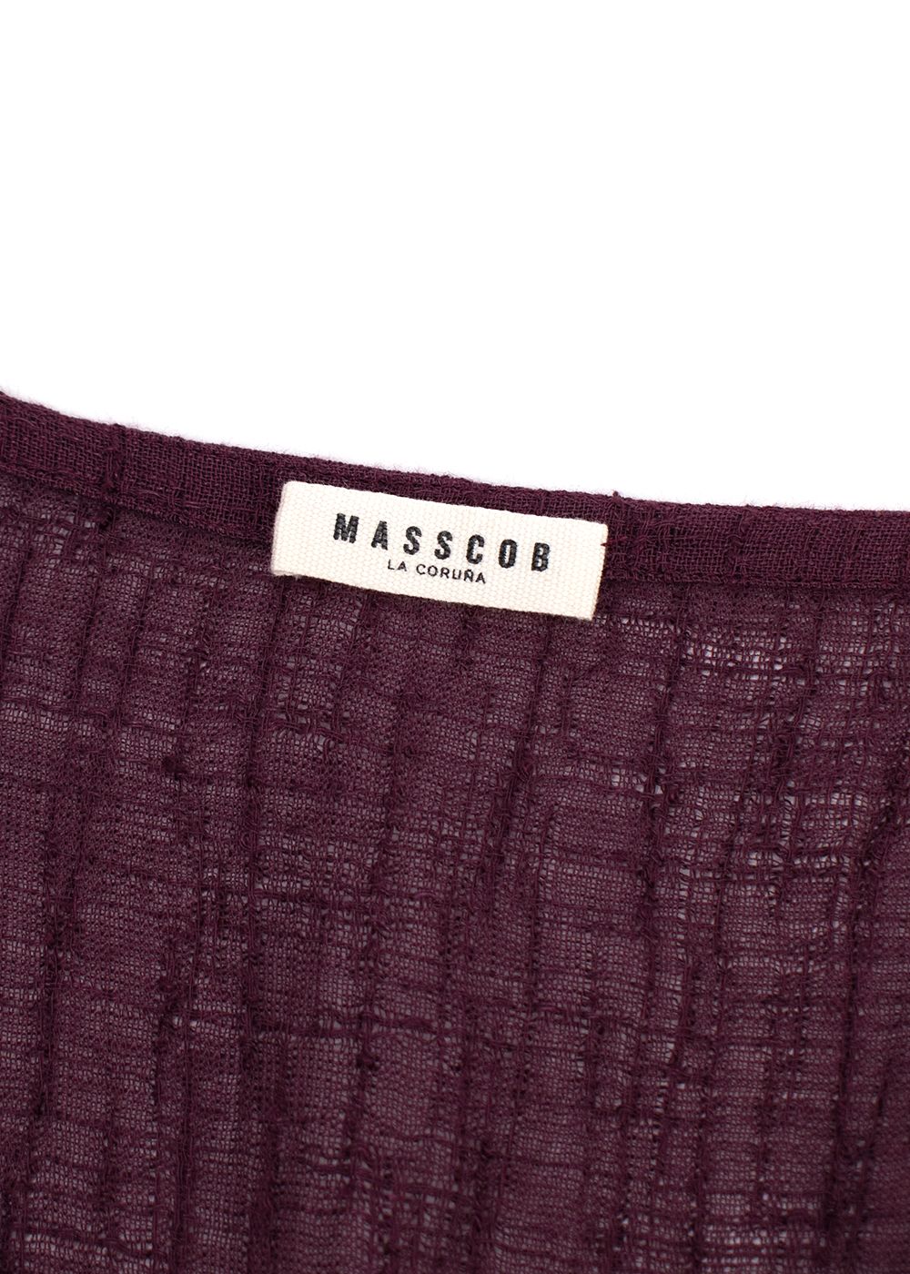 Masscob Burgundy Short Sleeve Sheer Blouse Size XS Burgundy/Purple cotton