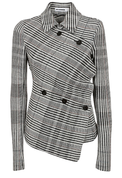 Jil Sander Grey Asymmetric Striped Jacket Size M