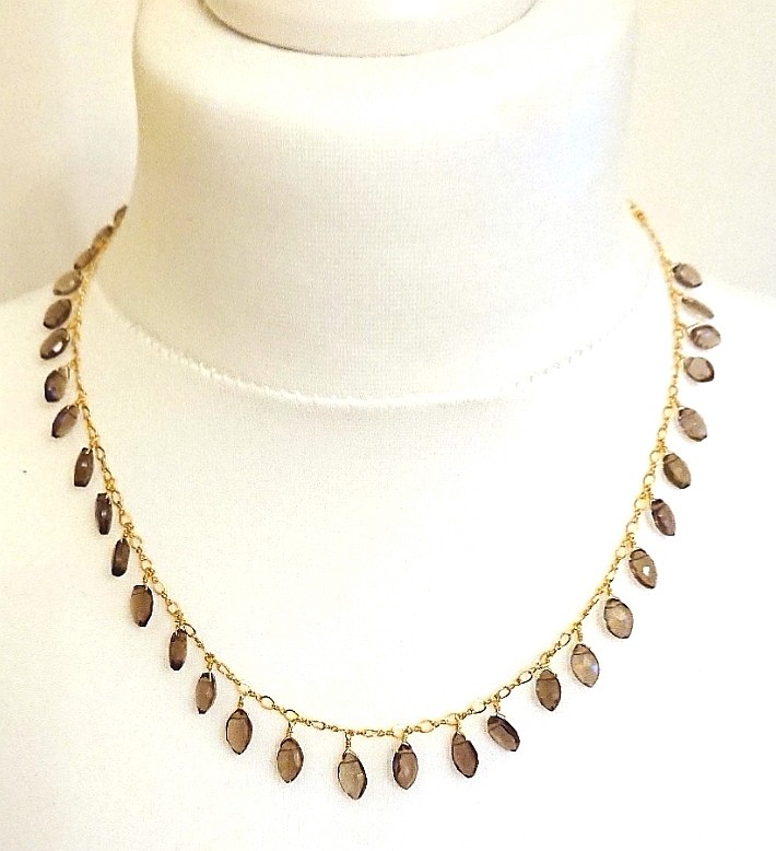 Chan Luu Short Marquise Garnet Necklace Yellow quartz