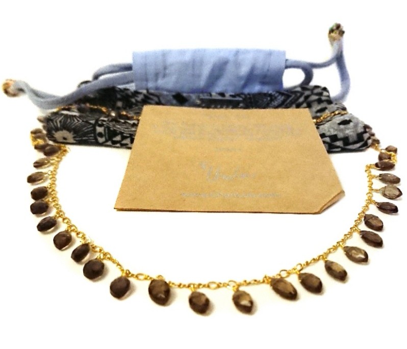 Chan Luu Short Marquise Garnet Necklace Yellow quartz