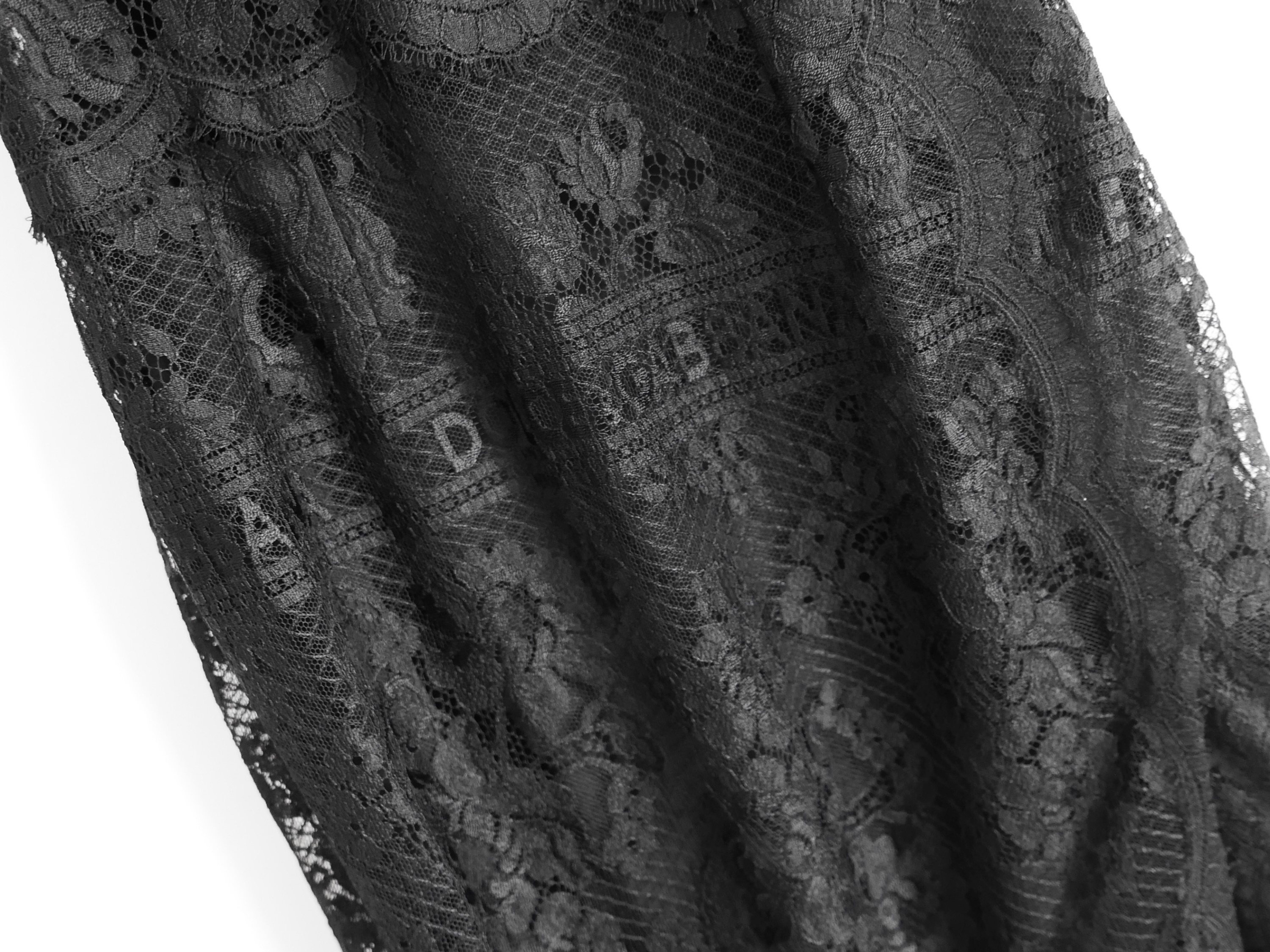 Dolce  Gabbana Black Logo Lace Slip Midi Dress Size M