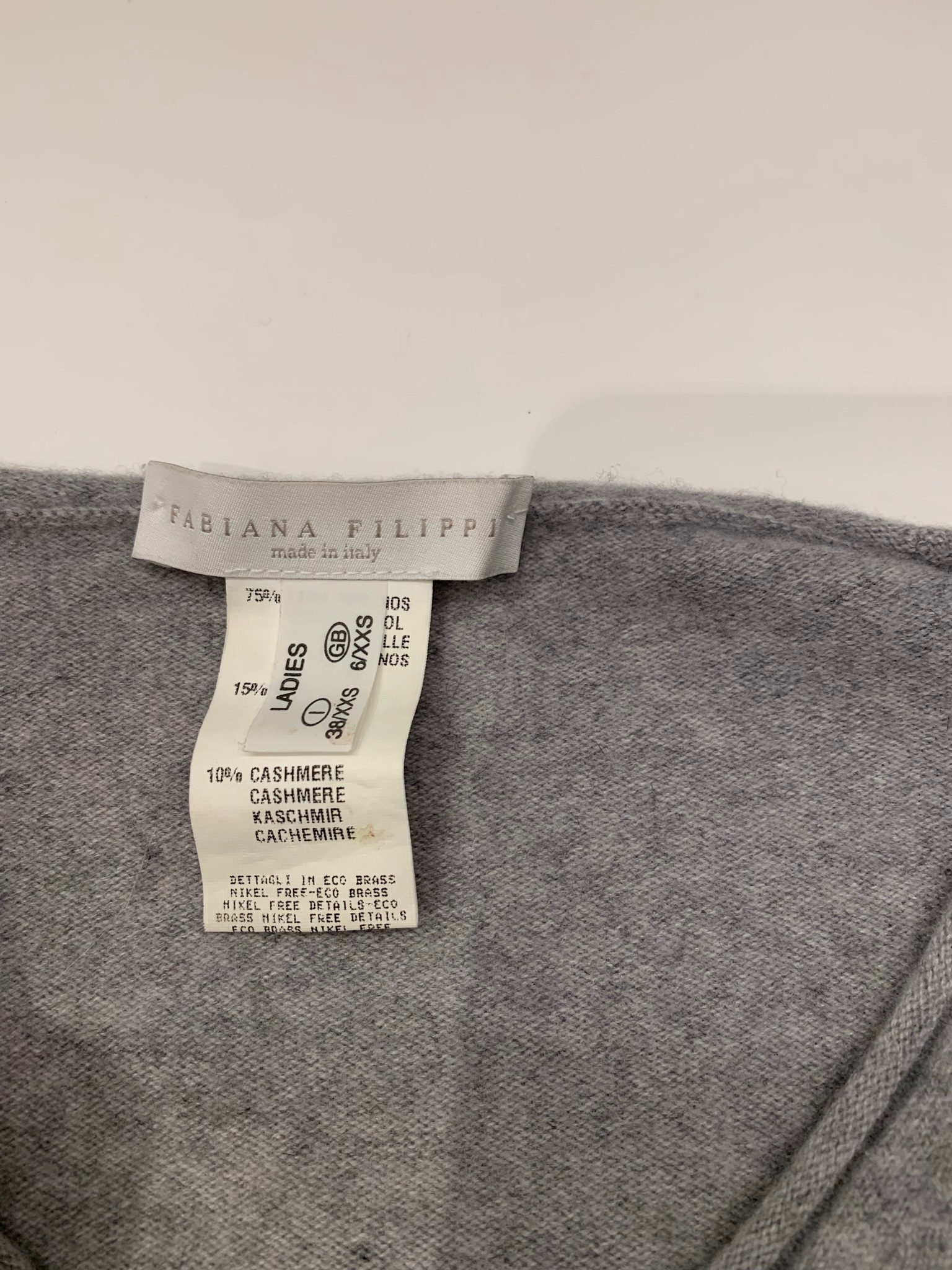 Preowned Fabiana Filippi Grey Embellished Cashmere Blend Jumper Size XS