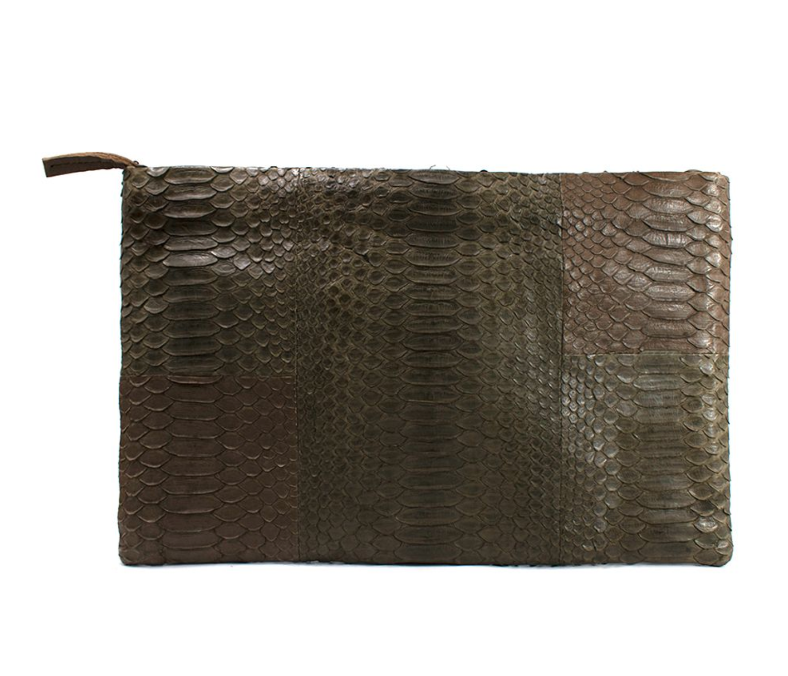 Johnny Ramli Khaki Snakeskin Clutch exotic leather