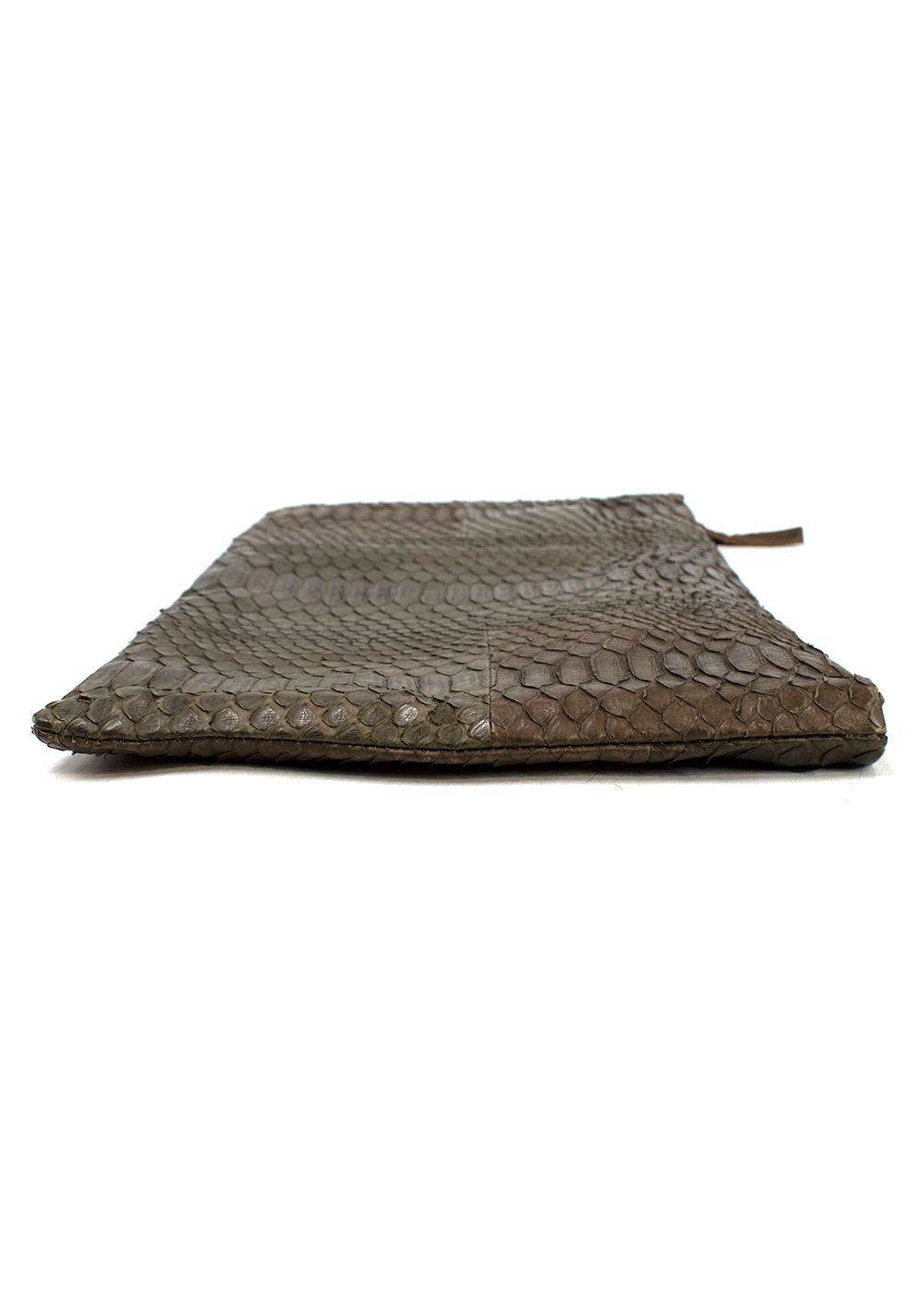 Johnny Ramli Khaki Snakeskin Clutch exotic leather