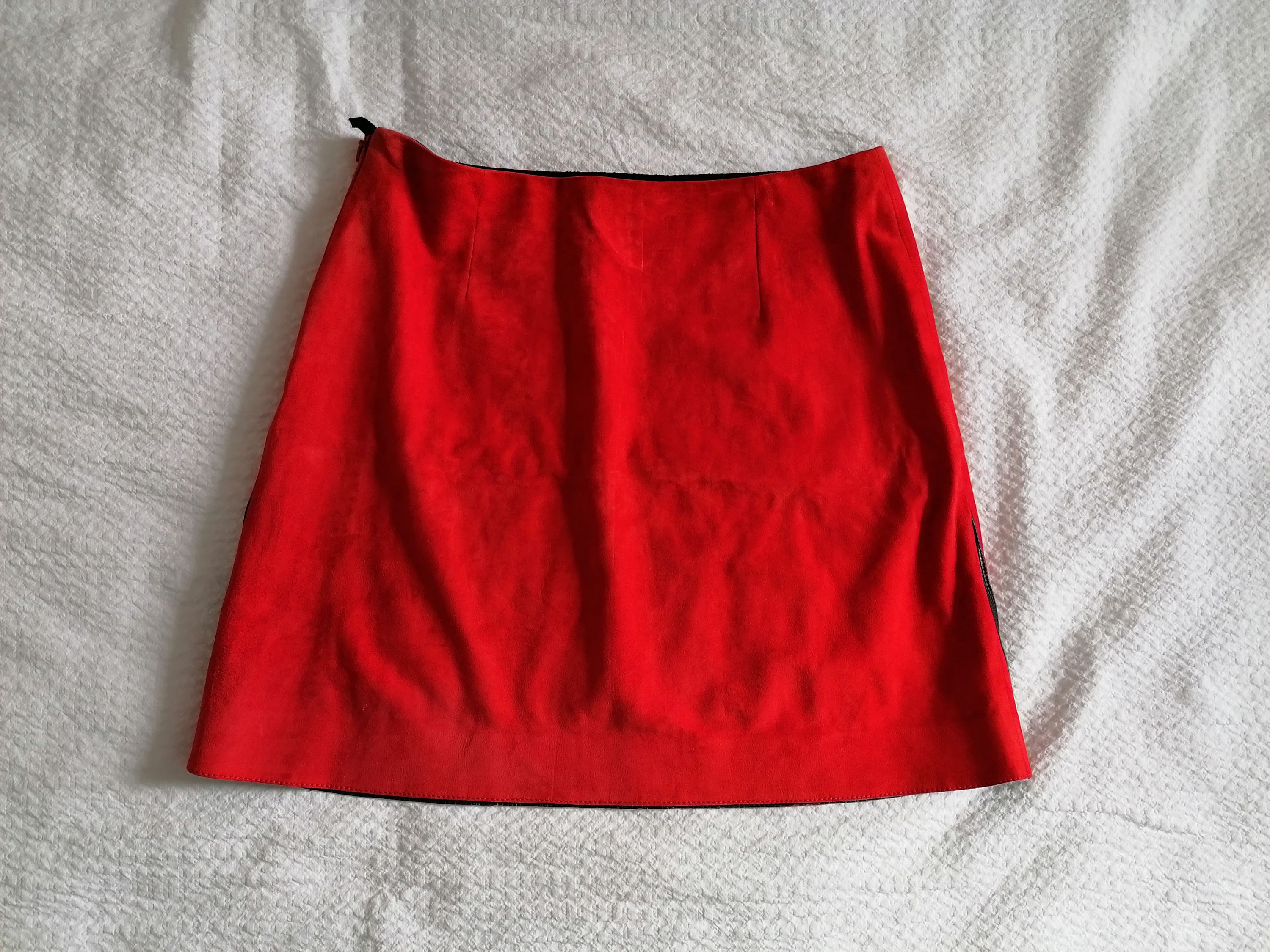 Preowned Loewe Red Suede Cyborg Mini Skirt Size XS leather