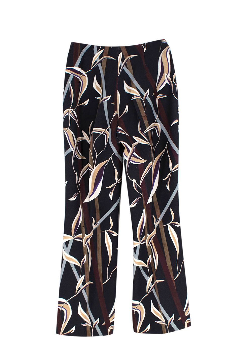 Dior Black Bamboo Print Wool-Blend Trousers Size XS wool