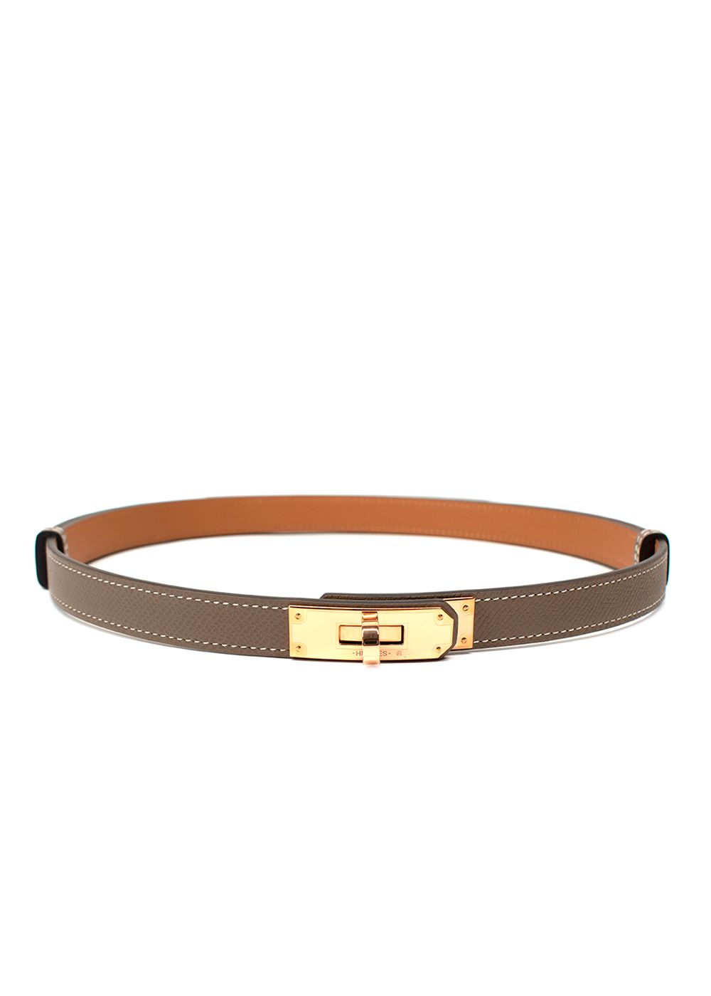 Hermes Kelly Etoupe 18cm Belt with Rose Gold Hardware leather/rose gold