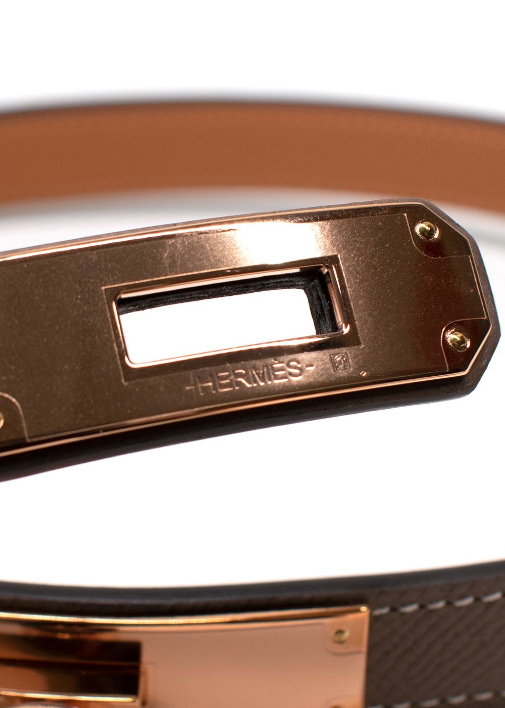 Hermes Kelly Etoupe 18cm Belt with Rose Gold Hardware leather/rose gold