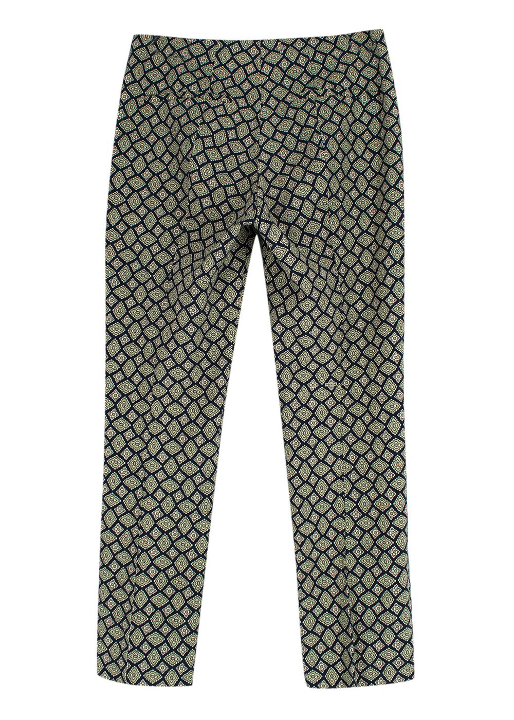 Prada Green  Navy Patterned Trousers Size XXS Navy  Green wool